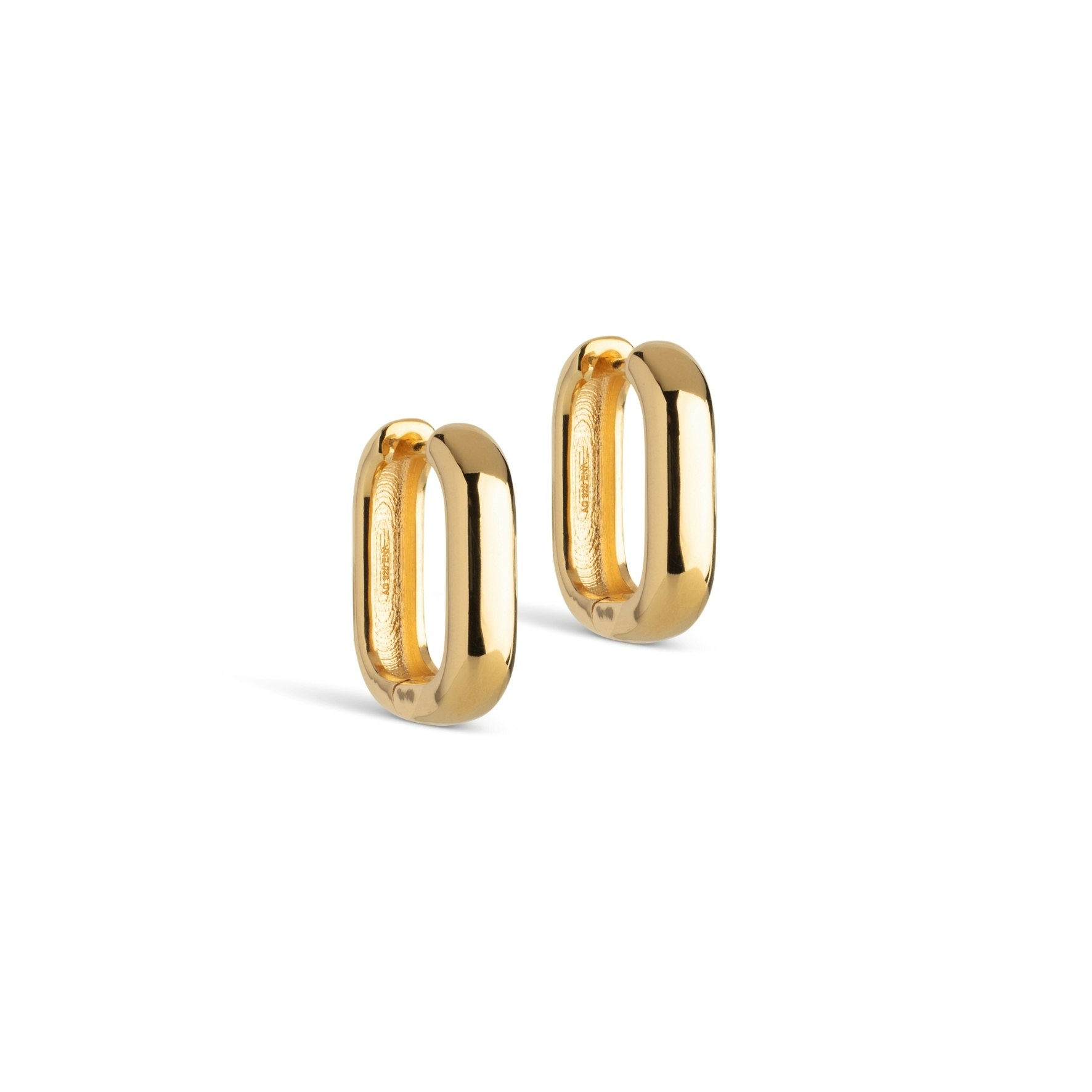 Square Hoops 18 mm von Enamel Copenhagen in Vergoldet-Silber Sterling 925