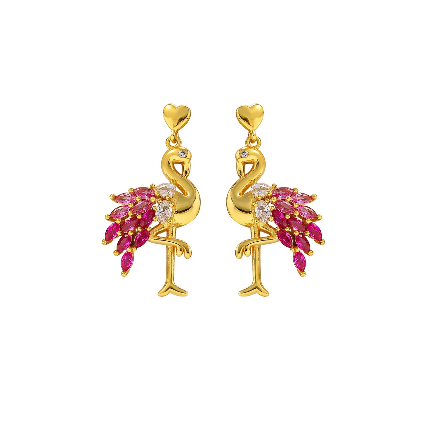 Pink Flamingo Earrings fra Hultquist Copenhagen i Forgylt-Sølv Sterling 925
