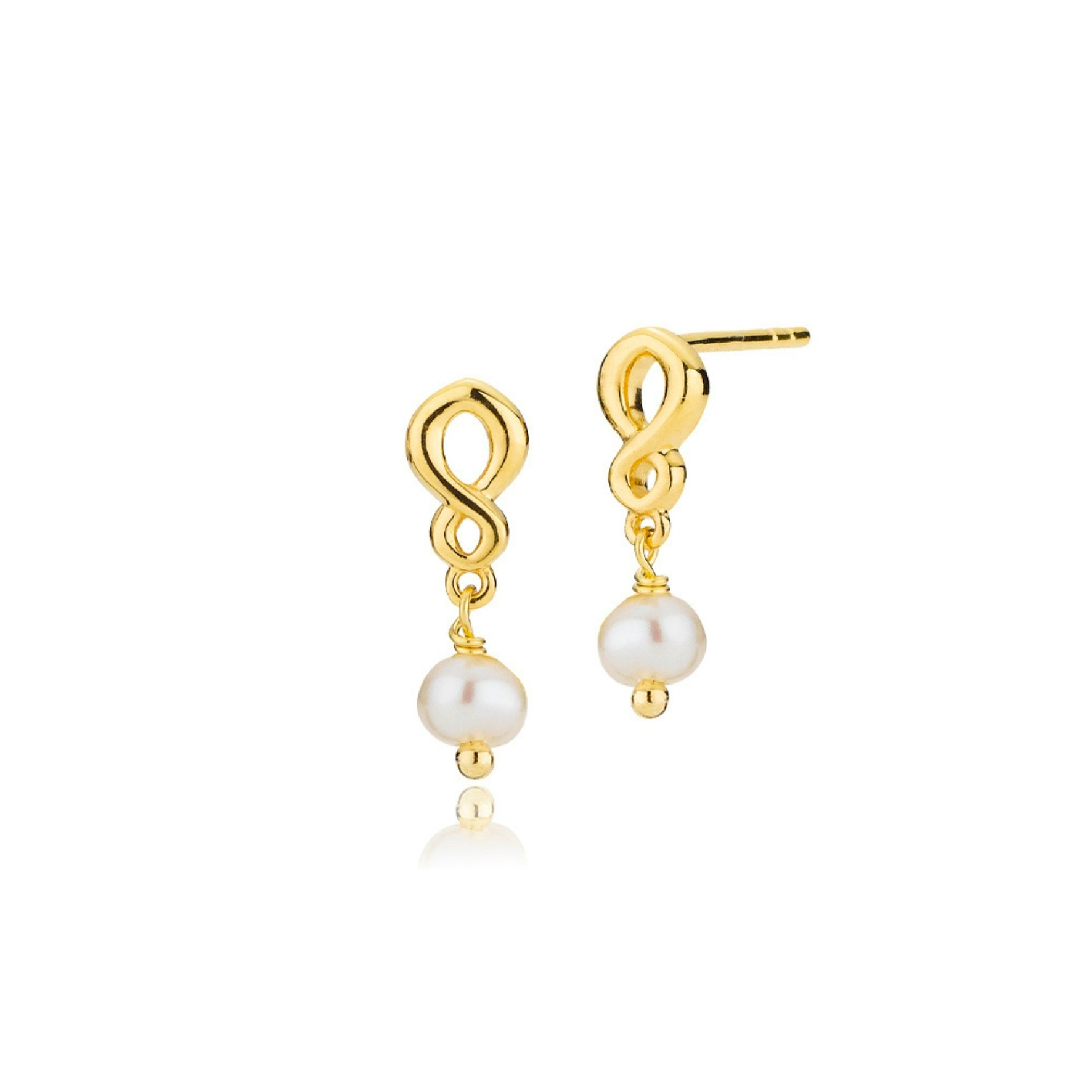 Majesty Earsticks With White Pearl fra Izabel Camille i Forgylt-Sølv Sterling 925