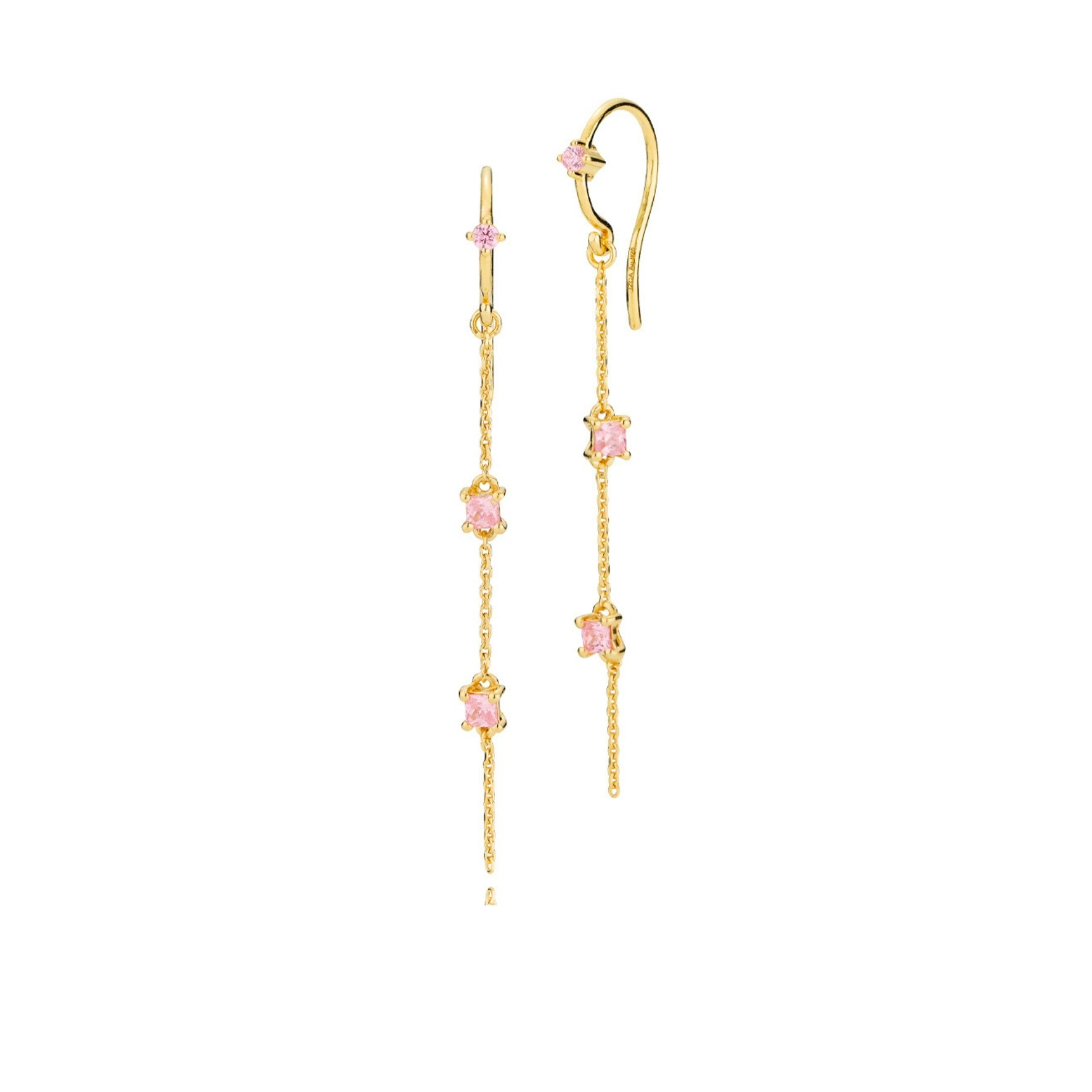 Angelina Pink Chain Earrings von Izabel Camille in Vergoldet-Silber Sterling 925