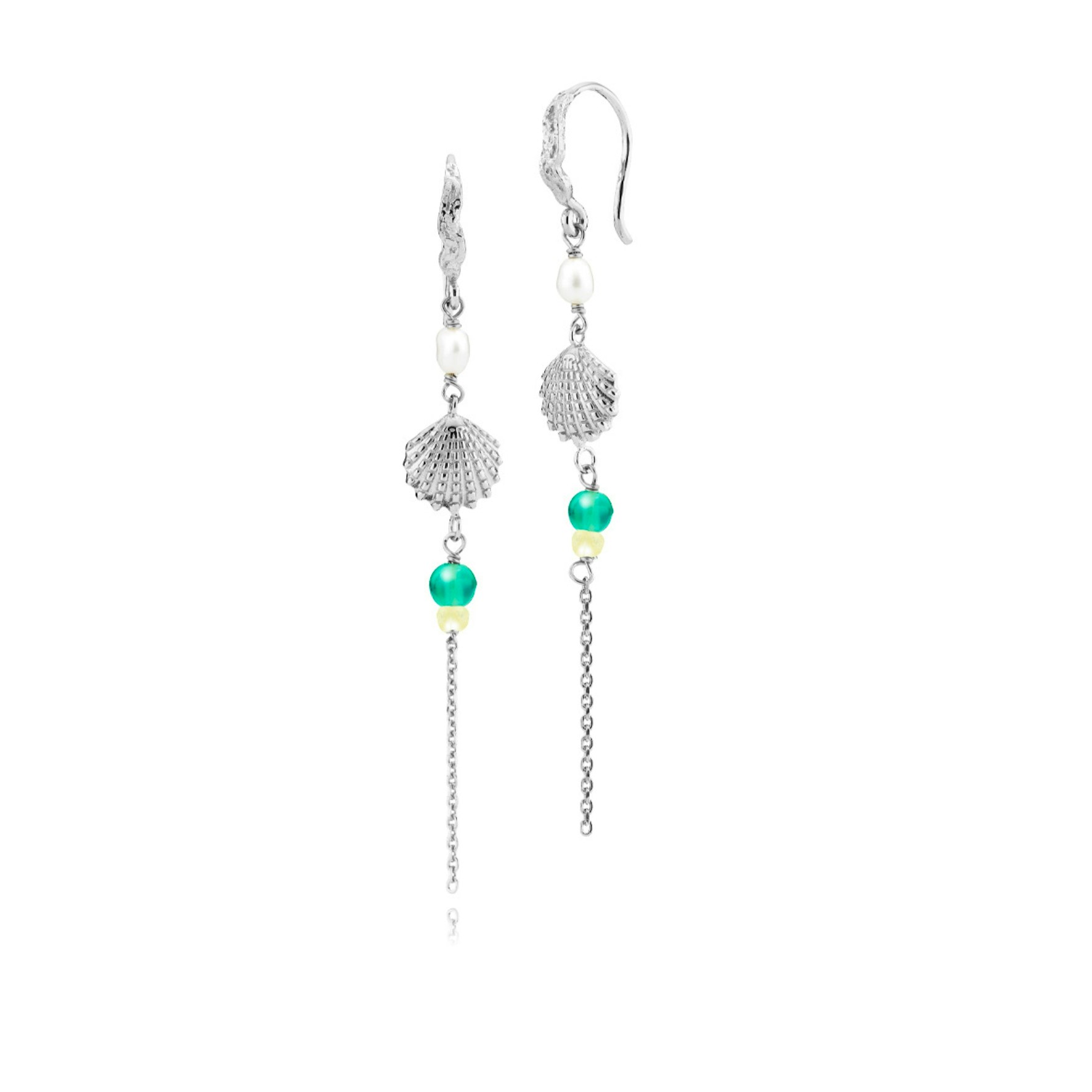 Marina Seashell Earchains von Sistie in Silber Sterling 925