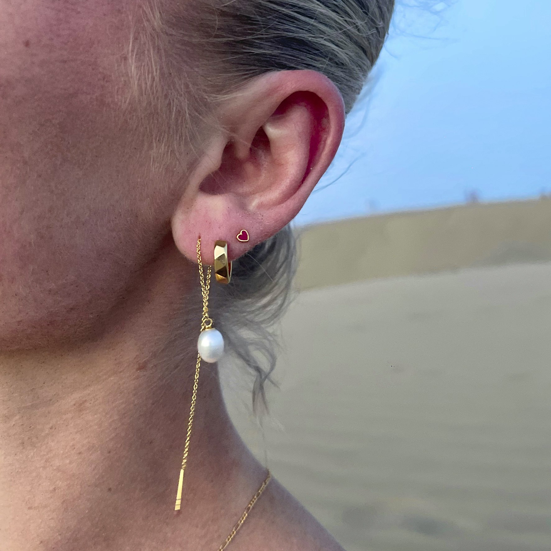 Katja Pearl Earchains z A-Hjort Jewellery v Stříbro Sterling 925