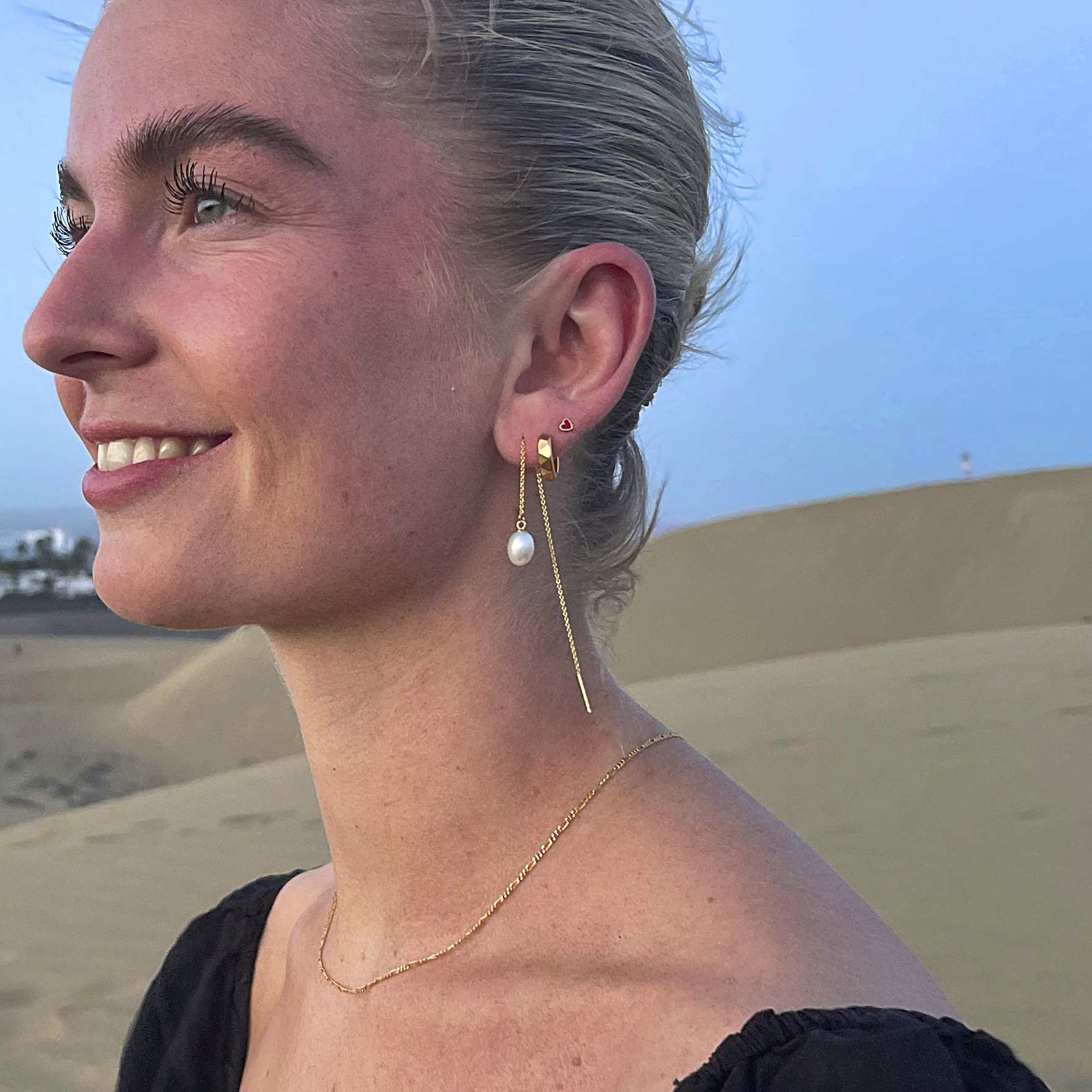 Katja Pearl Earchains z A-Hjort Jewellery v Stříbro Sterling 925