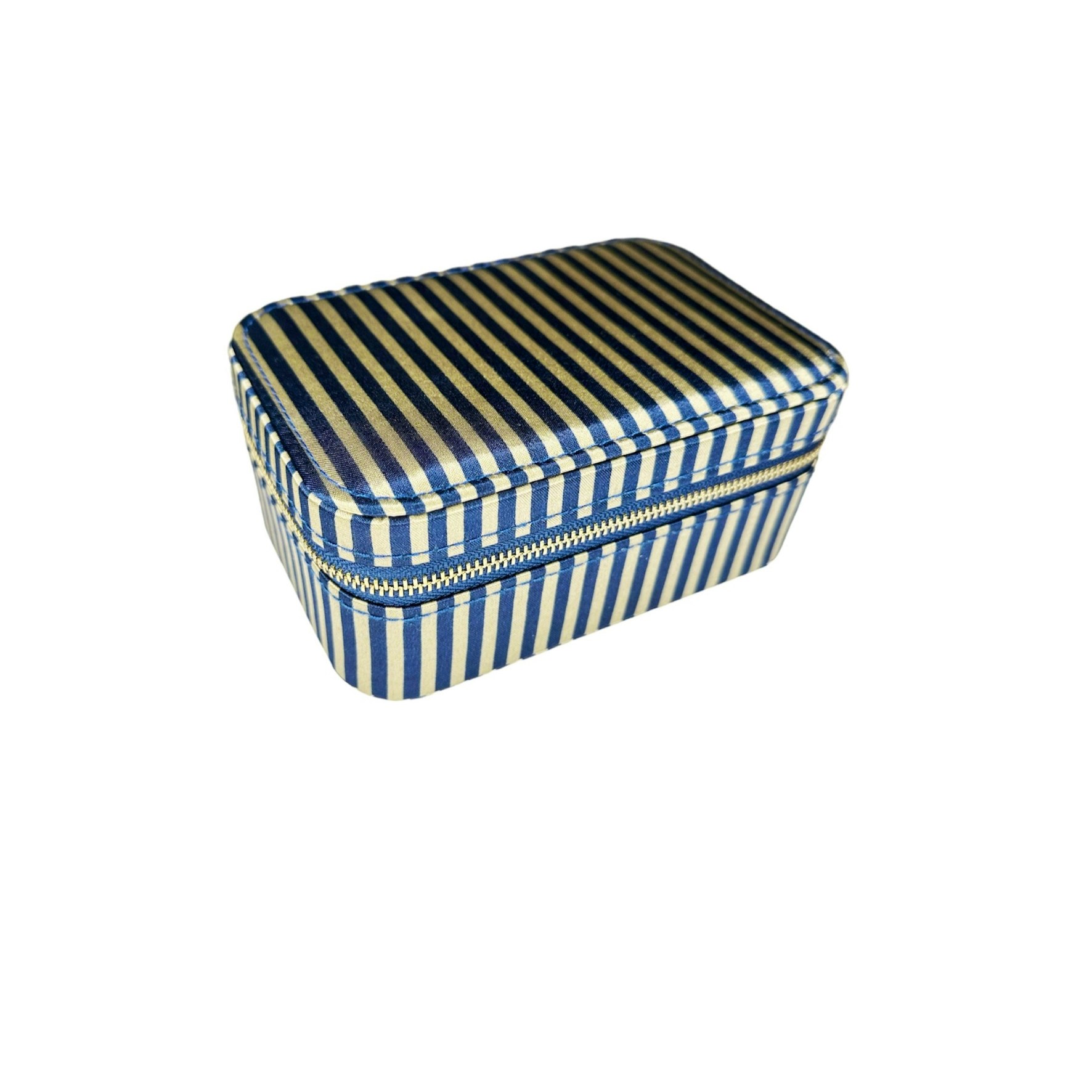 Navy Stripe Large Jewelry Box from Pico in Cotton