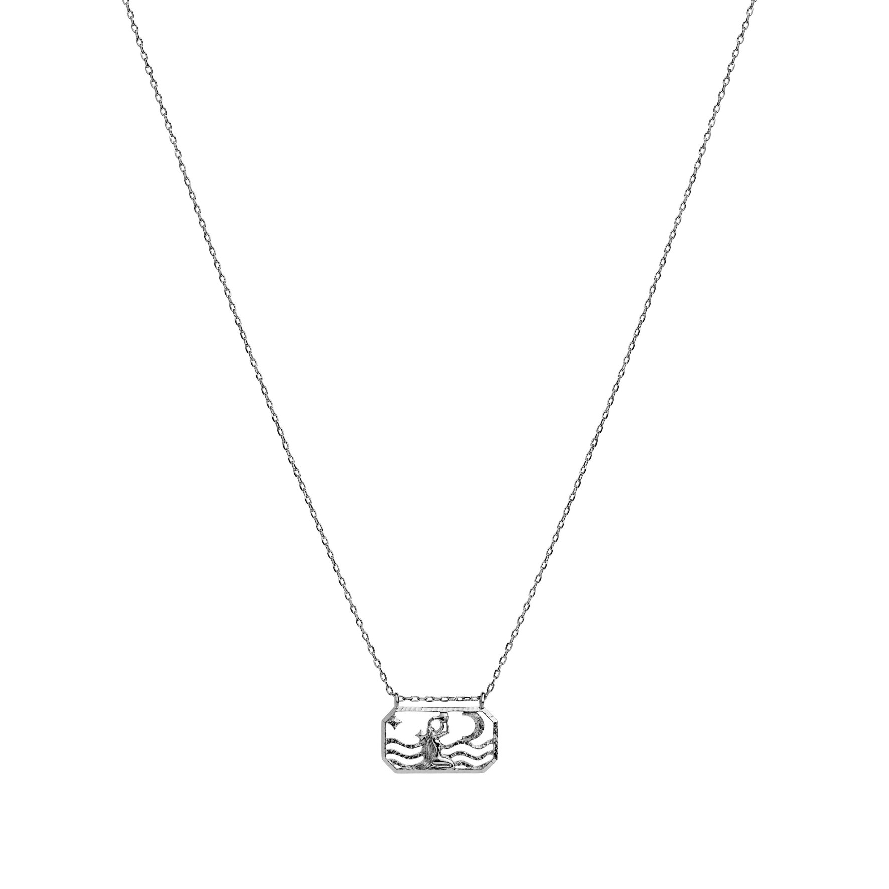 Zodiac Aquarius Necklace - Vandmand (Jan 20 - Feb 18) fra Maanesten i Sølv Sterling 925