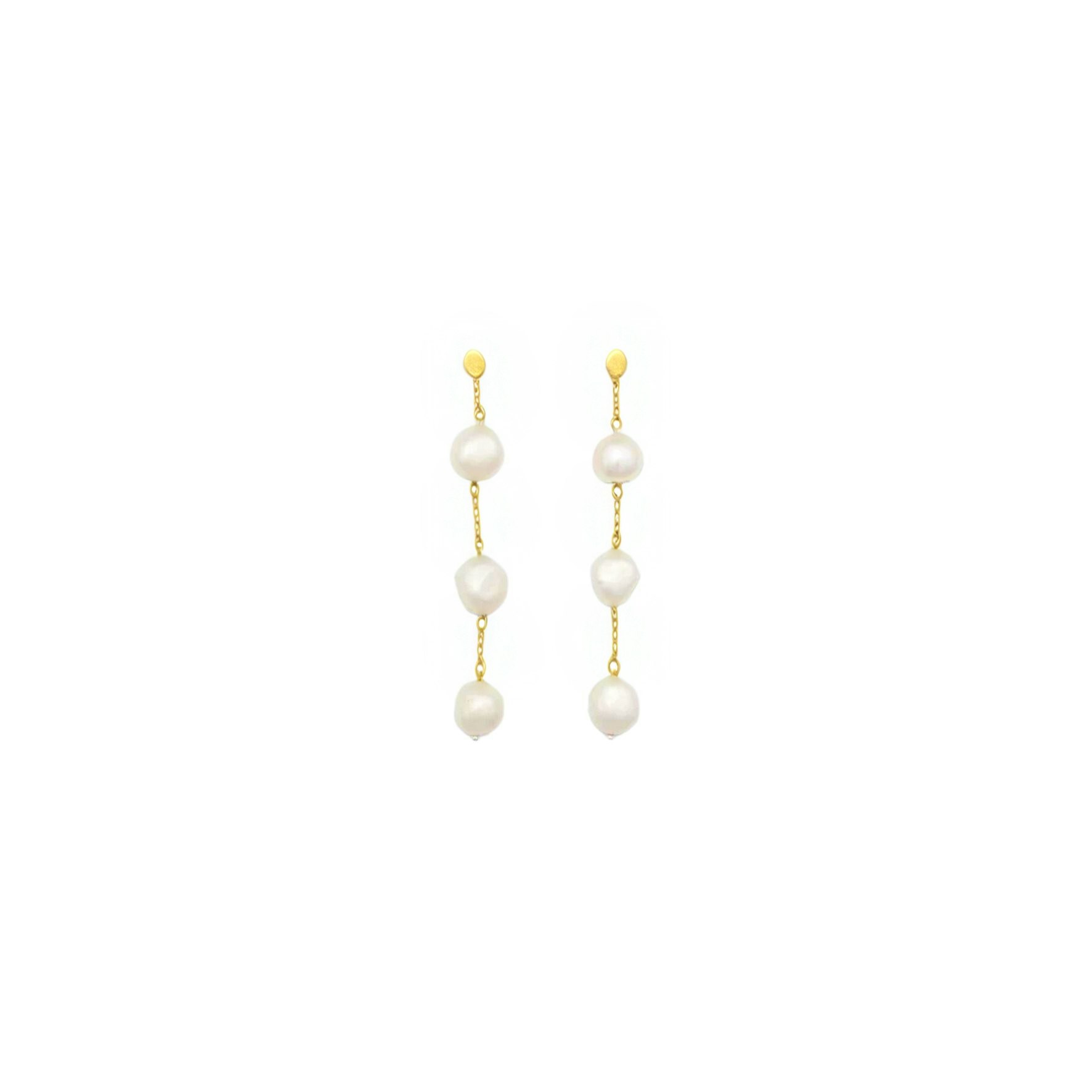 3-Pearls Earchains from Sorelle Jewellery in Goldplated Silver Sterling 925