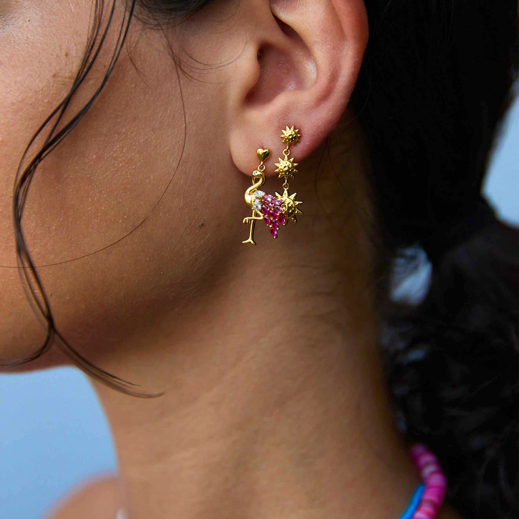 Pink Flamingo Earrings fra Hultquist Copenhagen i Forgylt-Sølv Sterling 925