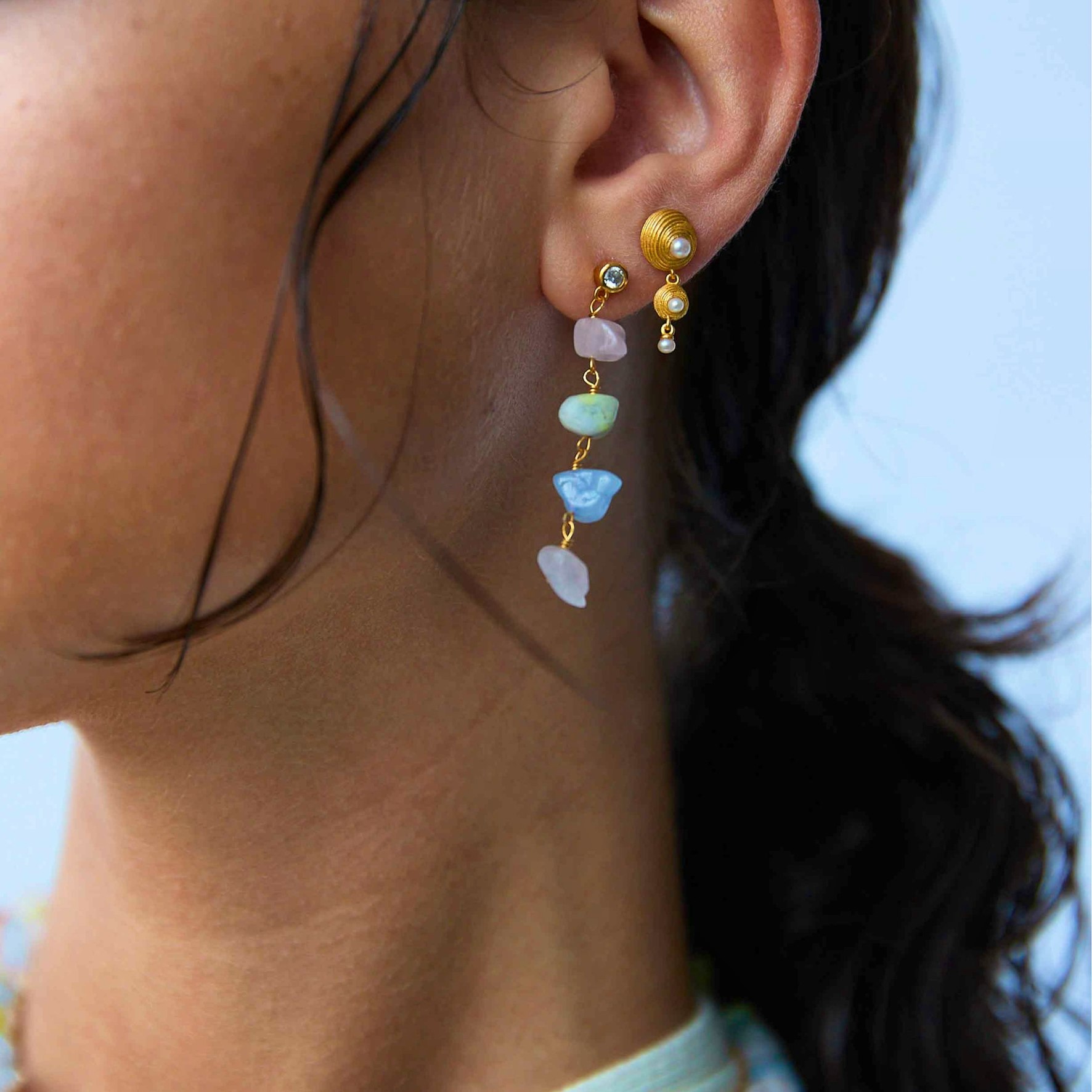 Shelly Double Earrings fra Hultquist Copenhagen i Forgyldt-Sølv Sterling 925