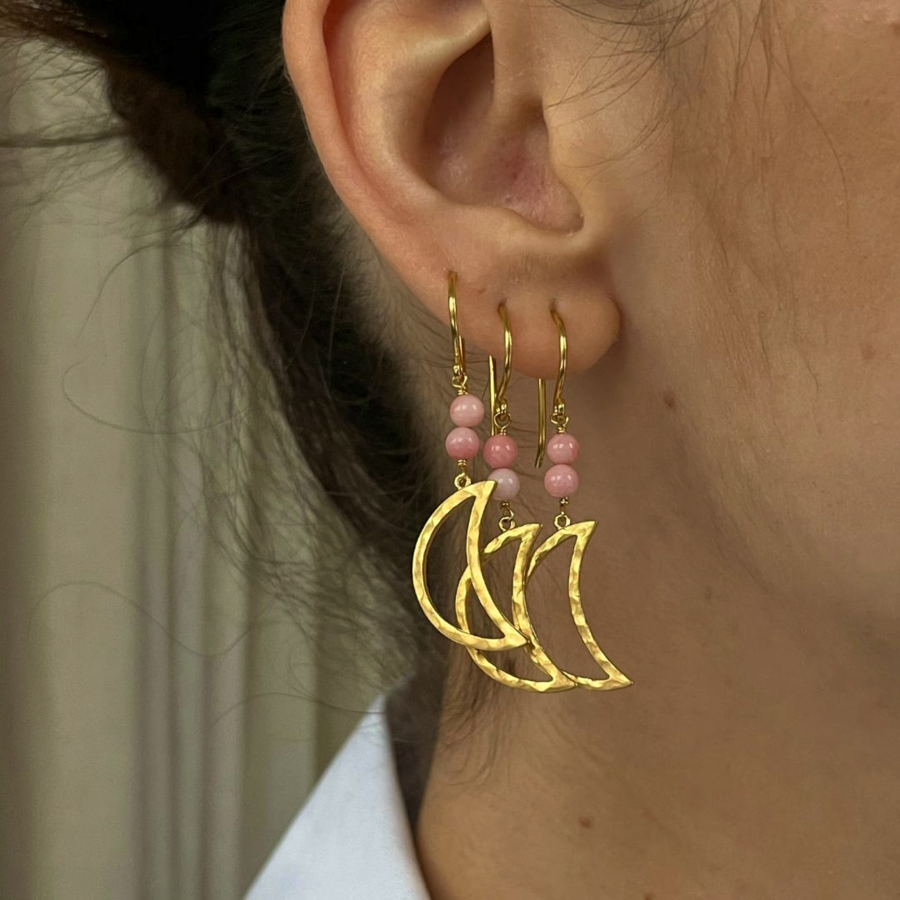 Big Bella Moon Earring Coral from STINE A Jewelry in Goldplated Silver Sterling 925