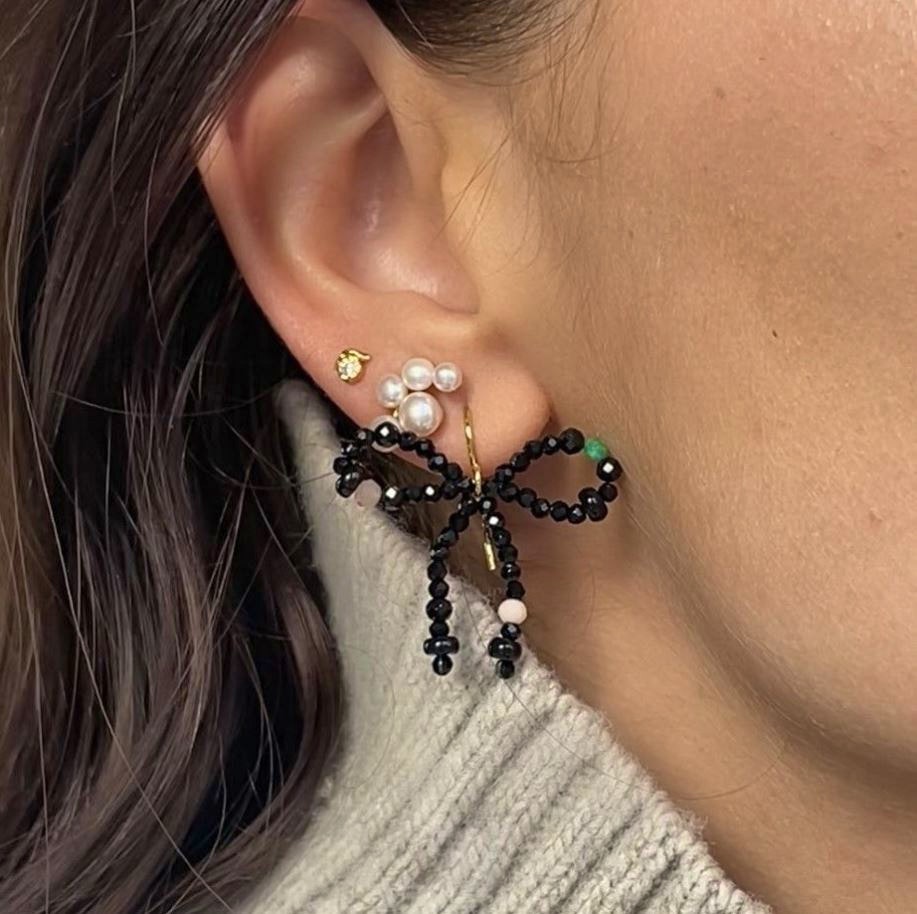 Lissé Bow Earring Black Dream Colors fra STINE A Jewelry i Forgyldt-Sølv Sterling 925