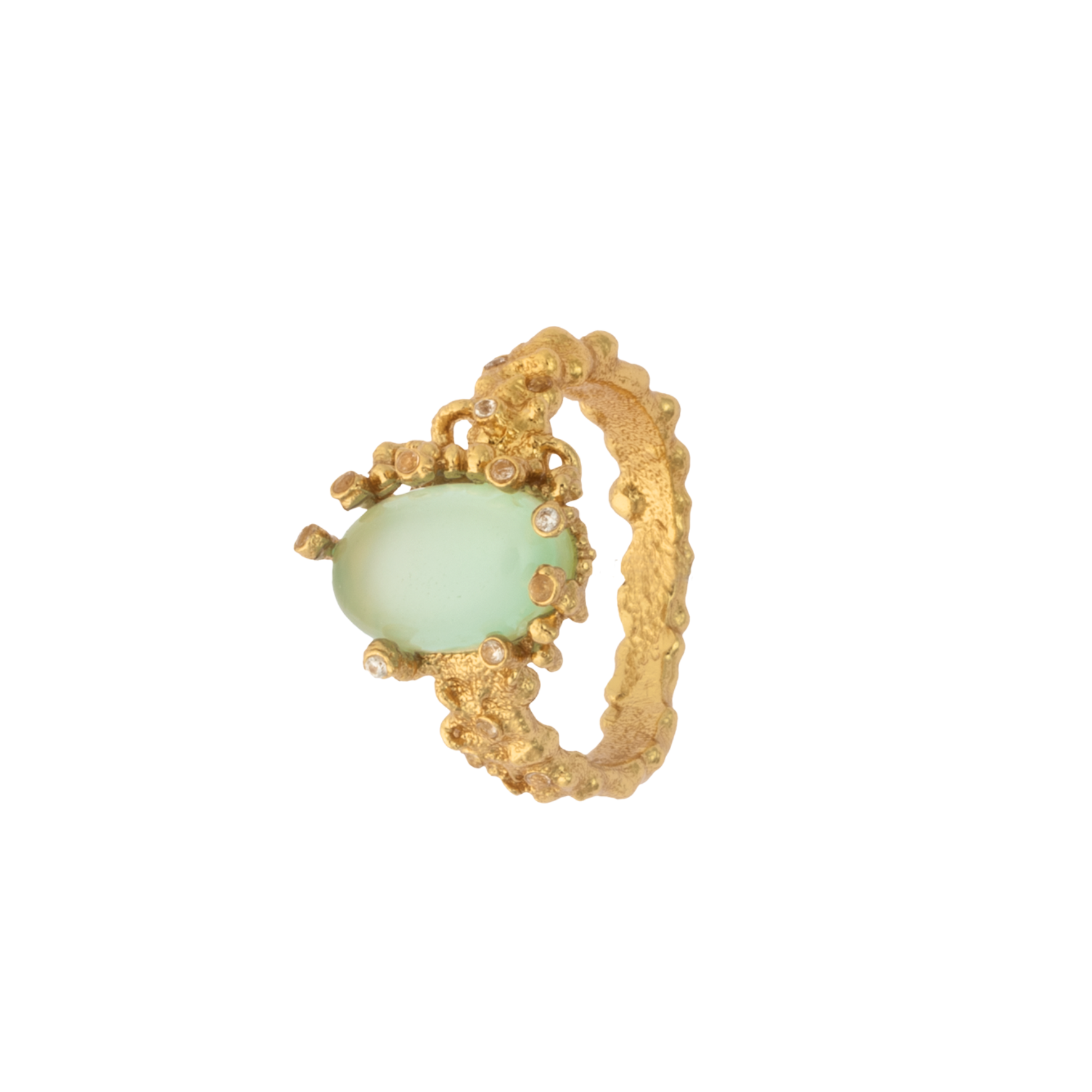 Delusive Truth Ring Chalcedony Gilded