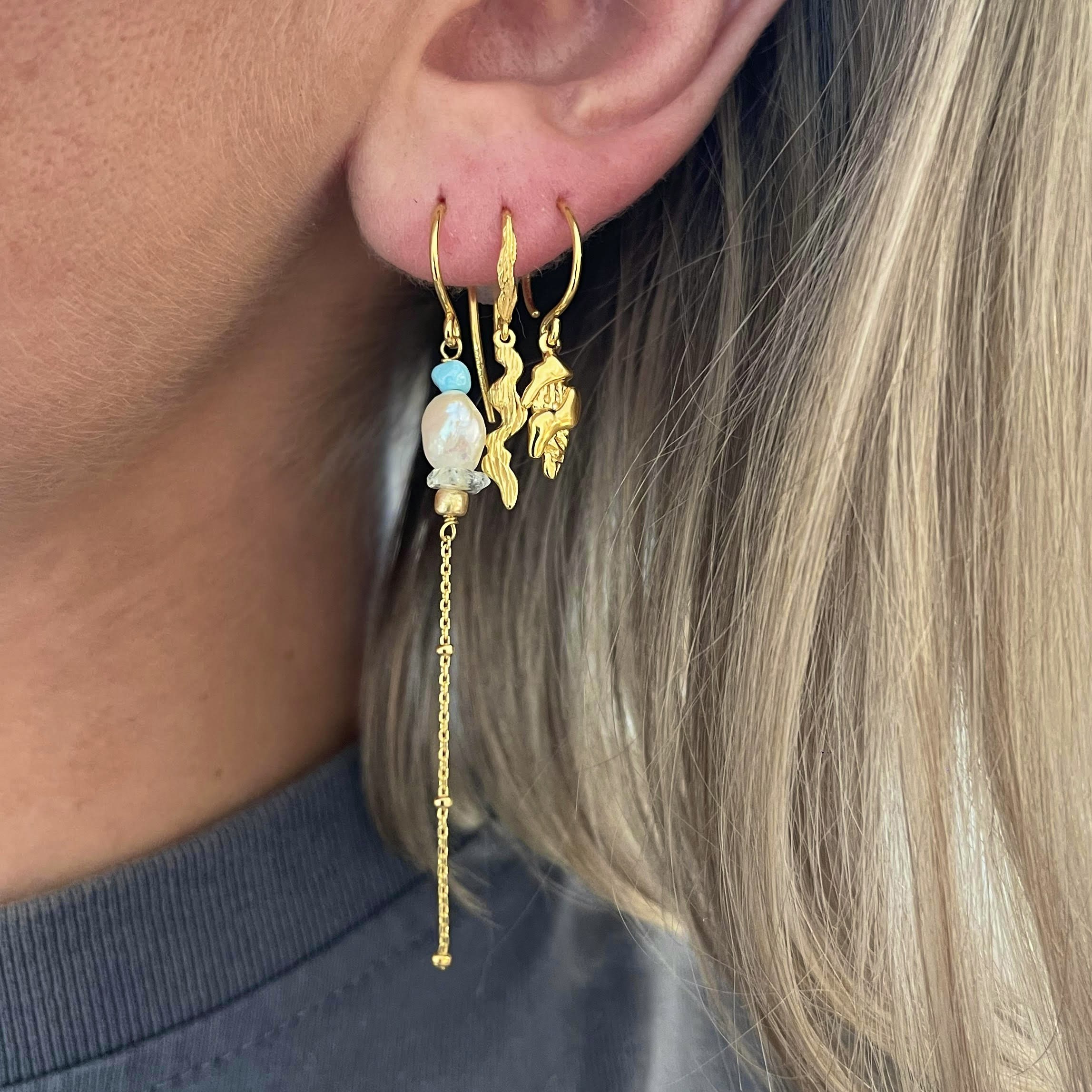 Beach Earrings Blue With Pearl