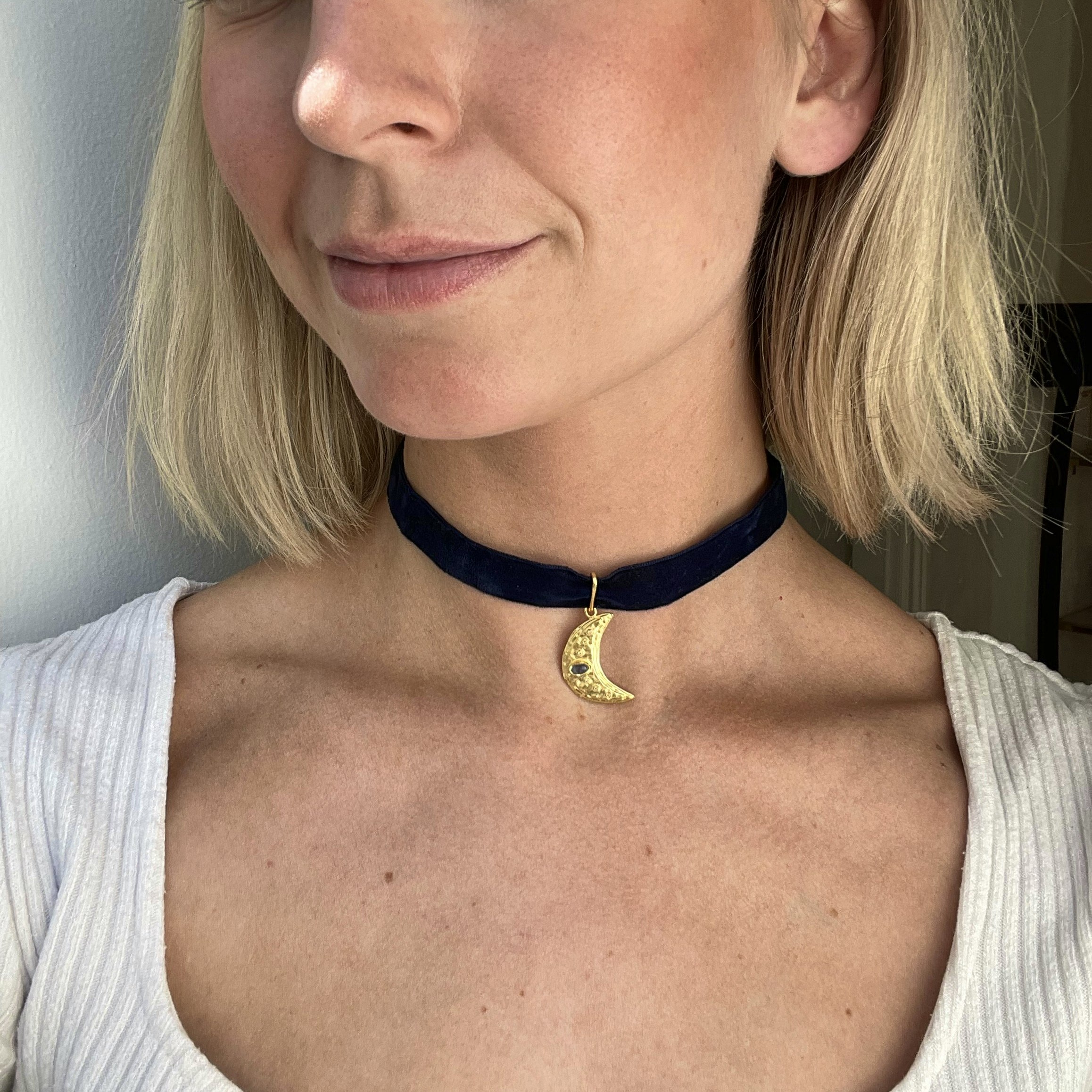 Alexandra Choker van Maanesten in Verguld-Zilver Sterling 925