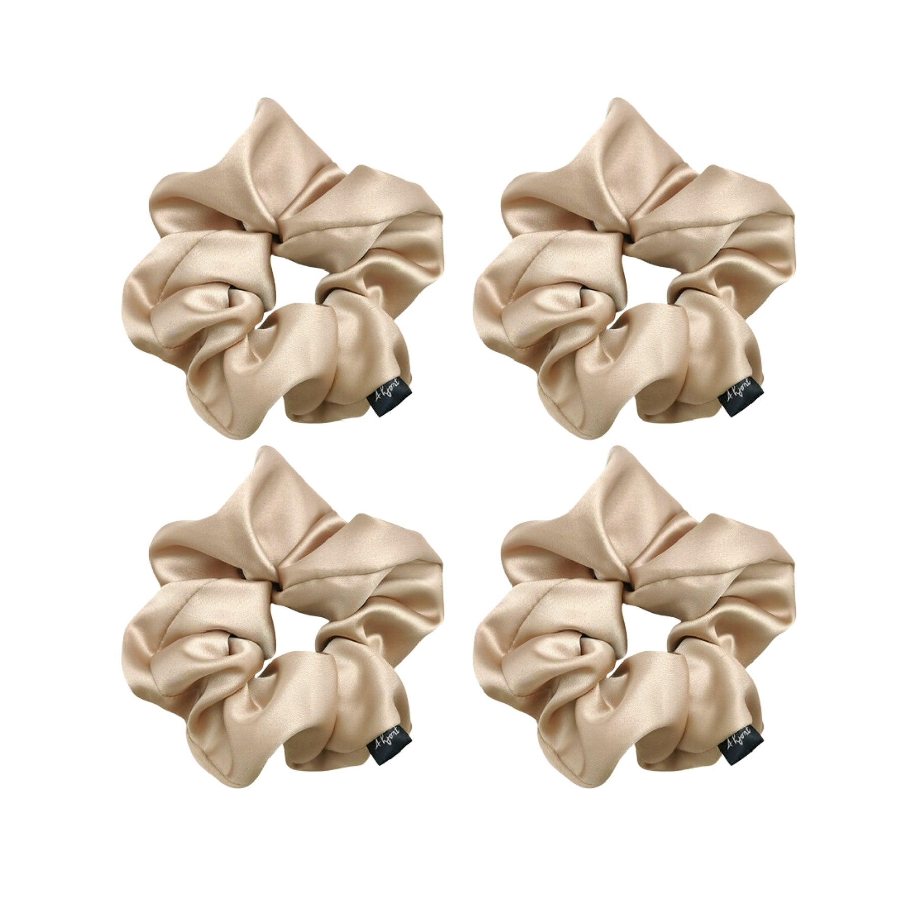 4-Pack Hair Scrunchie Light Beige Satin