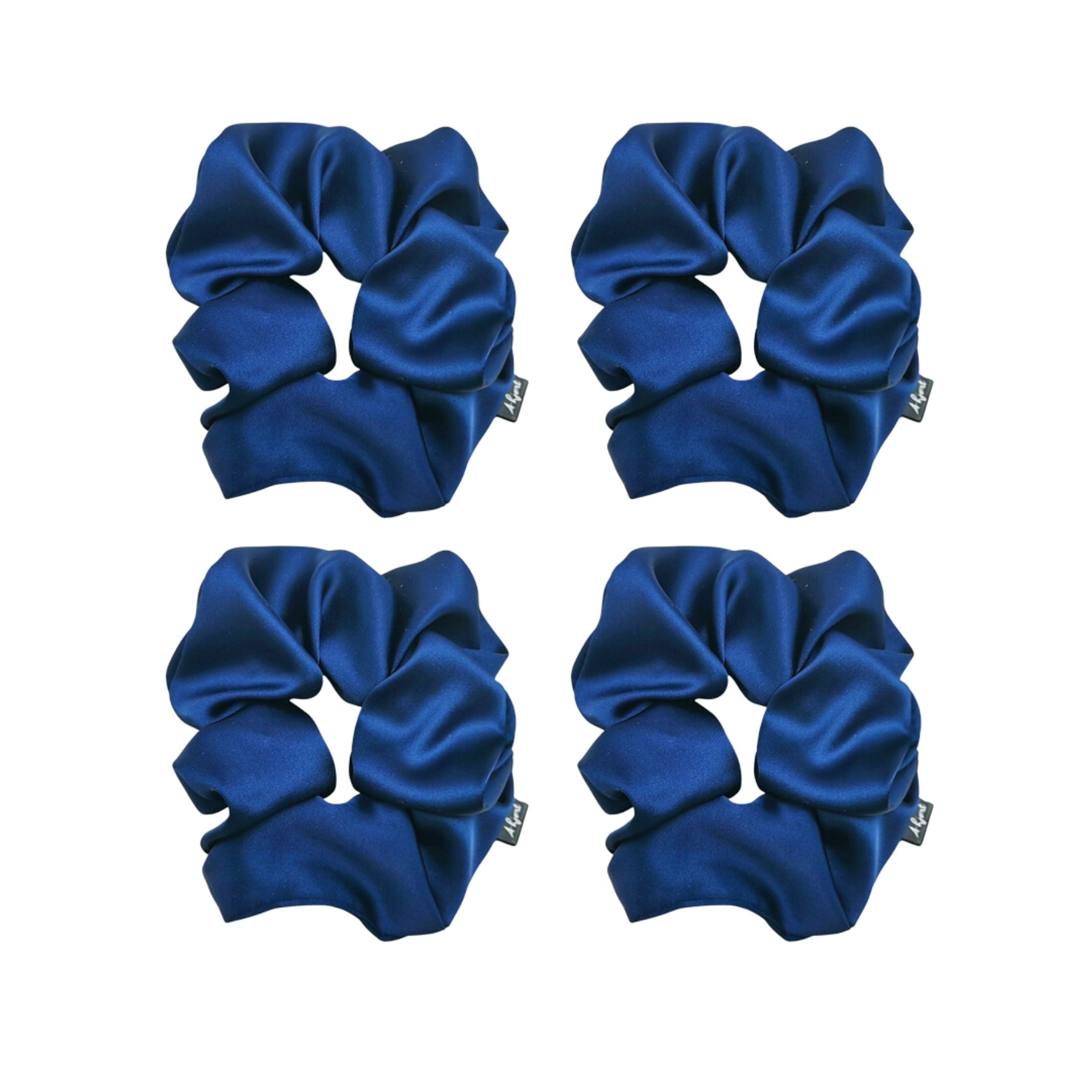 4-Pack Hair Scrunchie Navy Satin