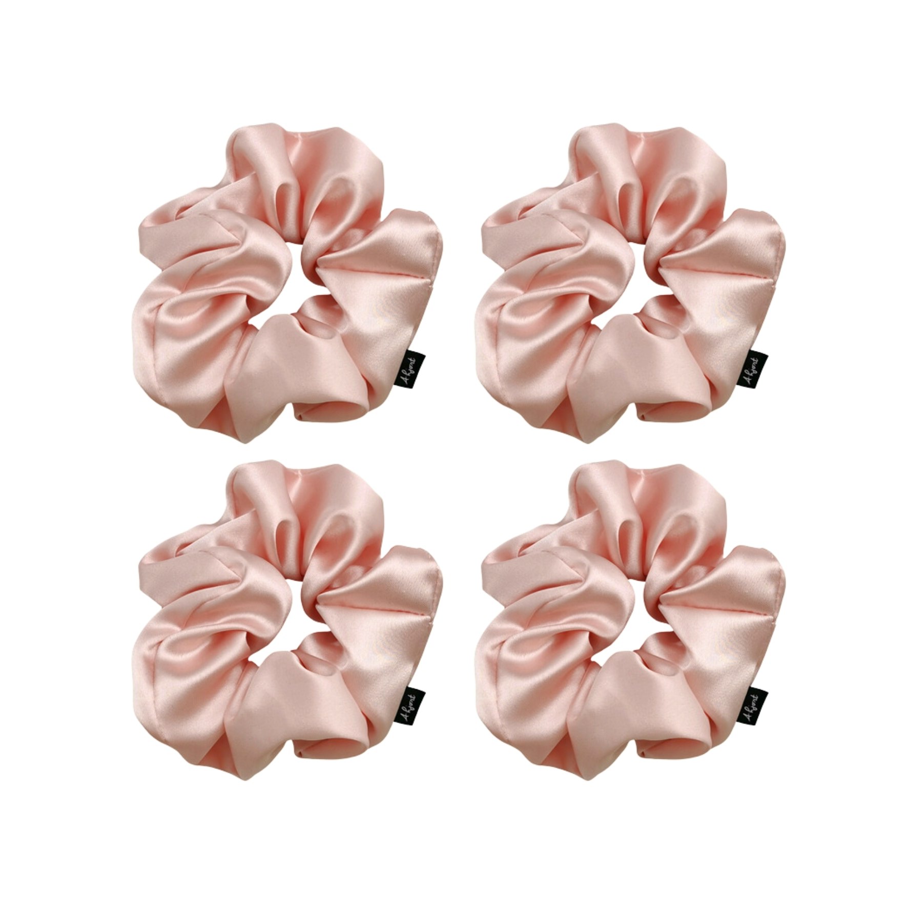 4-Pack Hair Scrunchie Light Rose Satin