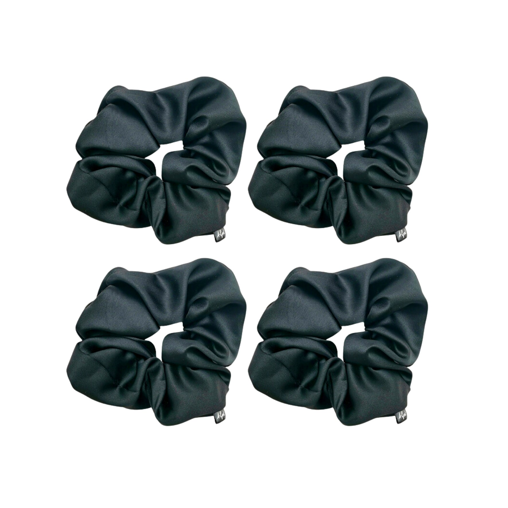 4-Pack Hair Scrunchie Black Satin from A-Hjort Jewellery in Satin