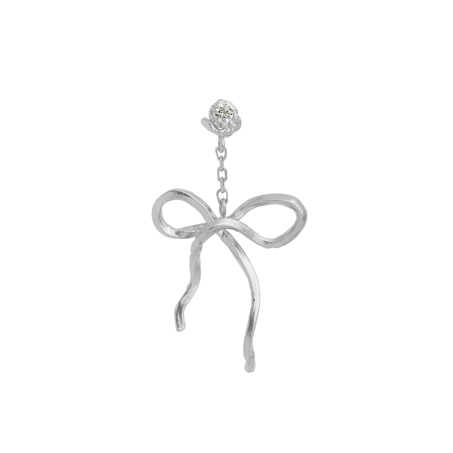 Dangling Flow Bow Earring STINE A Jewelry:stä Hopea Sterling 925:ssä}