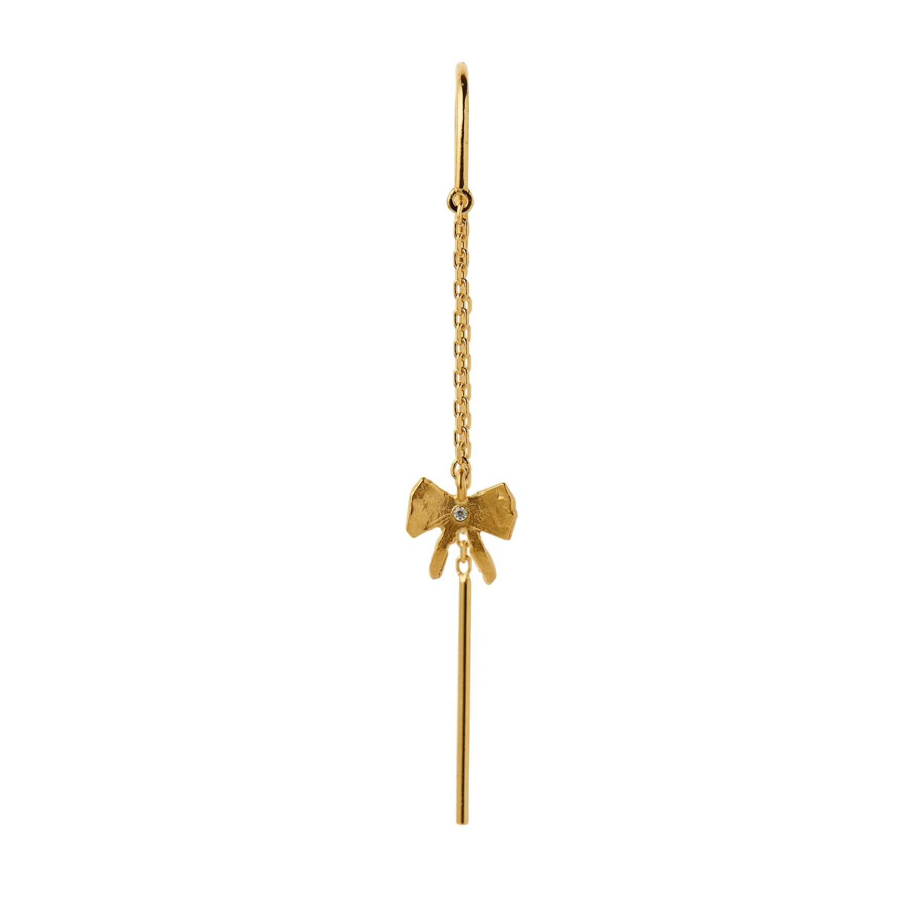 Petit Bow Double Chain Earring fra STINE A Jewelry i Forgyldt-Sølv Sterling 925