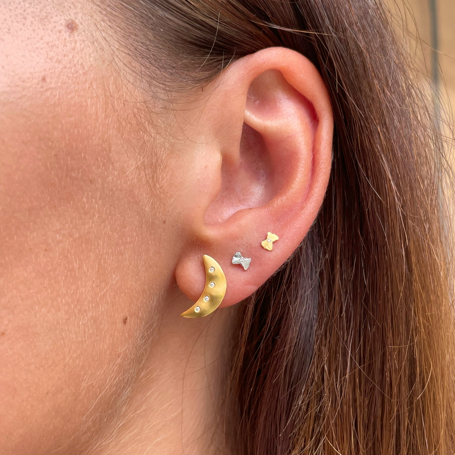 Bella Moon Earring With Four Stones from STINE A Jewelry in Goldplated Silver Sterling 925