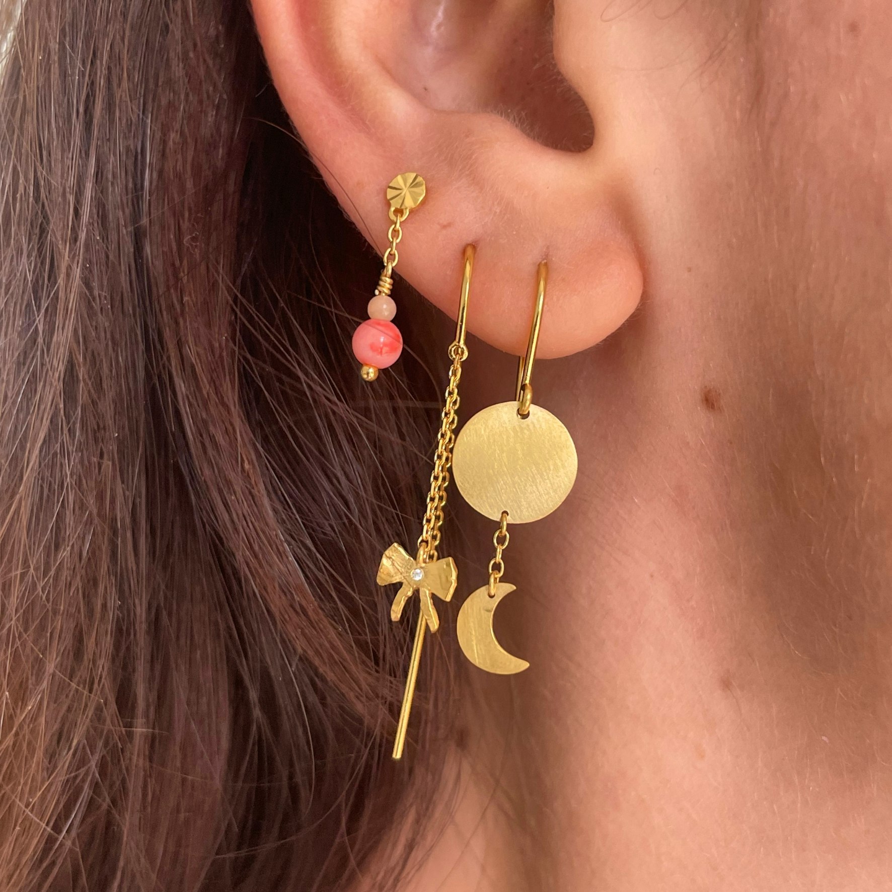 Sun And Moon Earring fra STINE A Jewelry i Forgyldt-Sølv Sterling 925