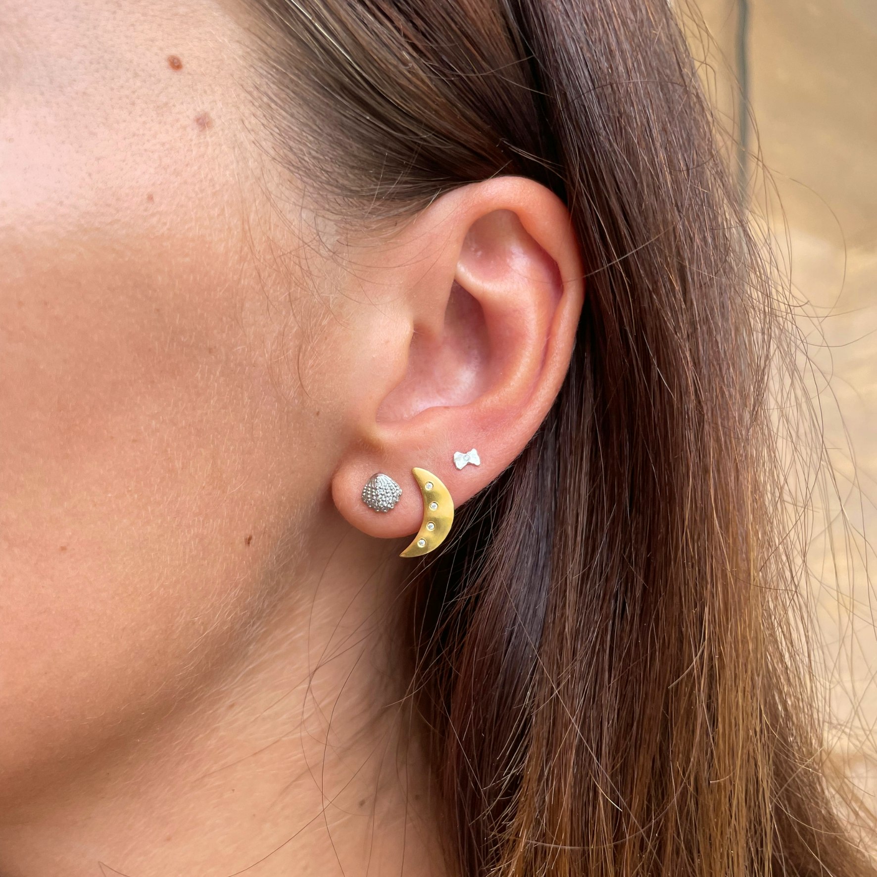 Bella Moon Earring With Four Stones from STINE A Jewelry in Goldplated Silver Sterling 925