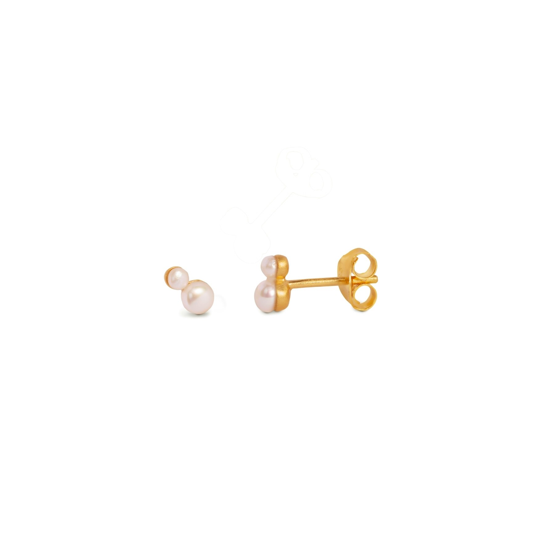Pearl Double Studs von byBiehl in Vergoldet-Silber Sterling 925