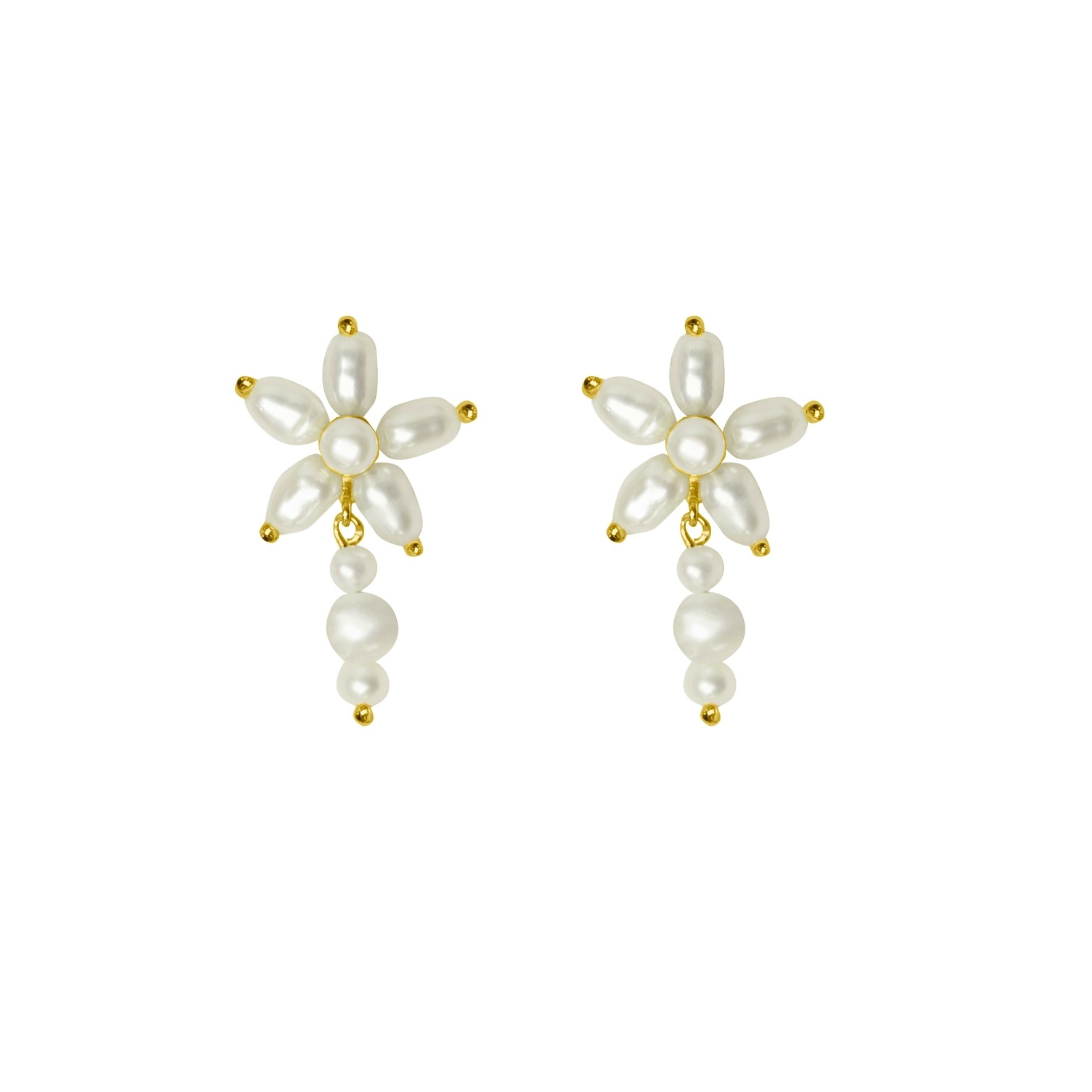 Pearl Signature Earhangers Short fra byBiehl i Forgyldt-Sølv Sterling 925