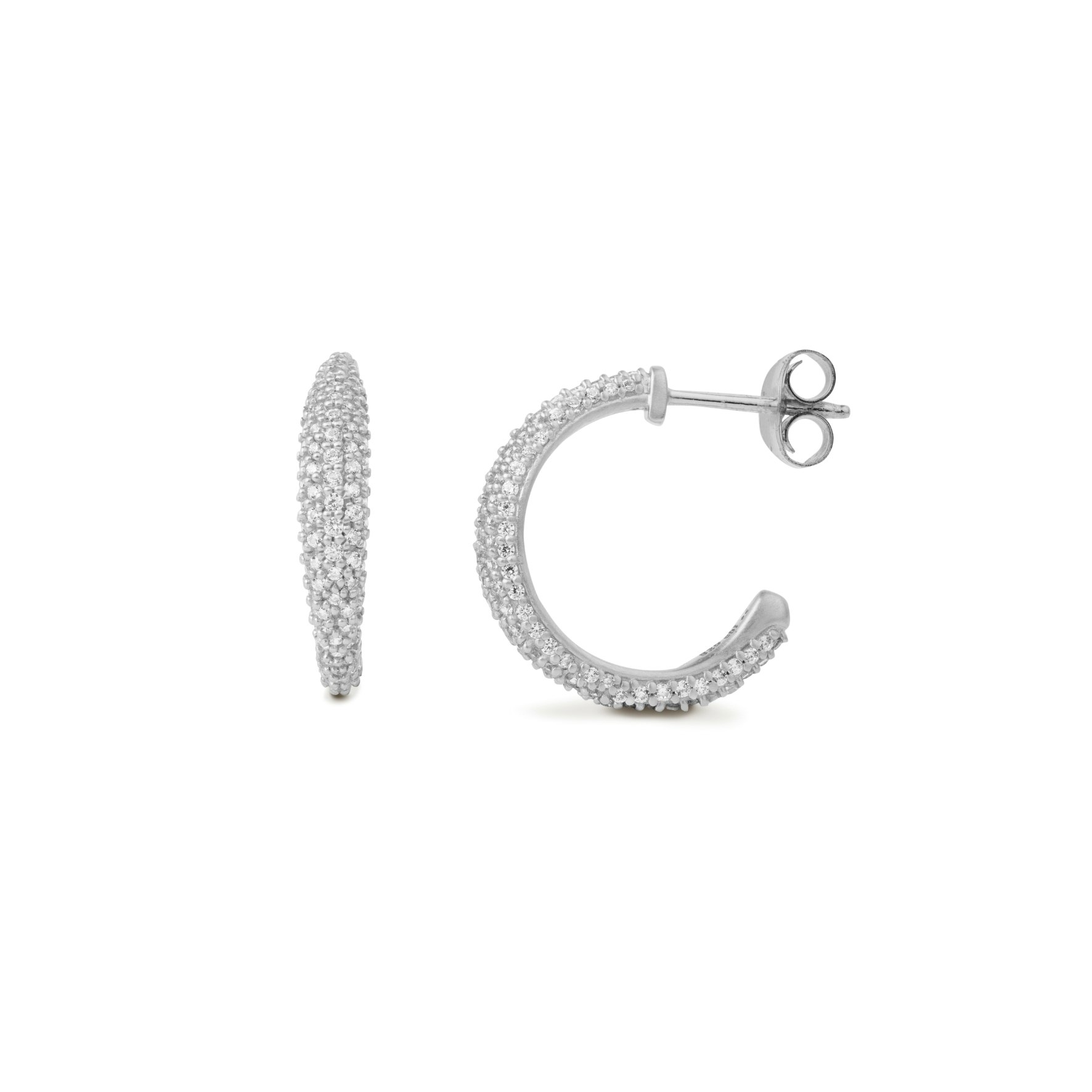 Ocean Flow Medium Sparkle Hoops från byBiehl i Silver Sterling 925