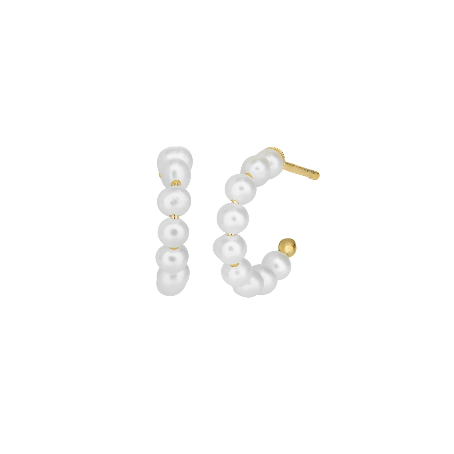 Aura Pearl Hoops van byBiehl in Verguld-Zilver Sterling 925