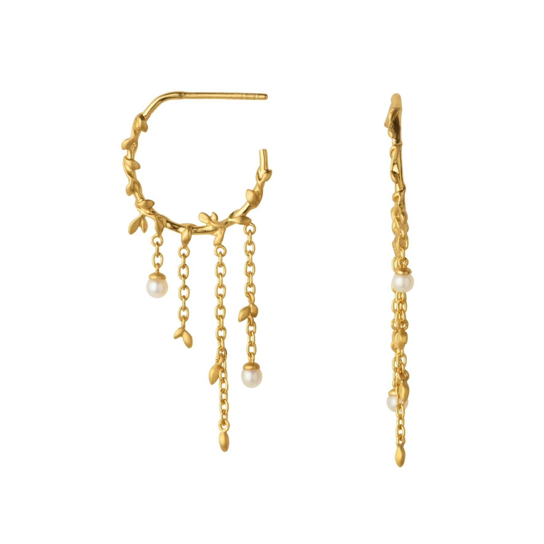 Jungle Ivy Pearl Hoops fra byBiehl i Forgyldt-Sølv Sterling 925