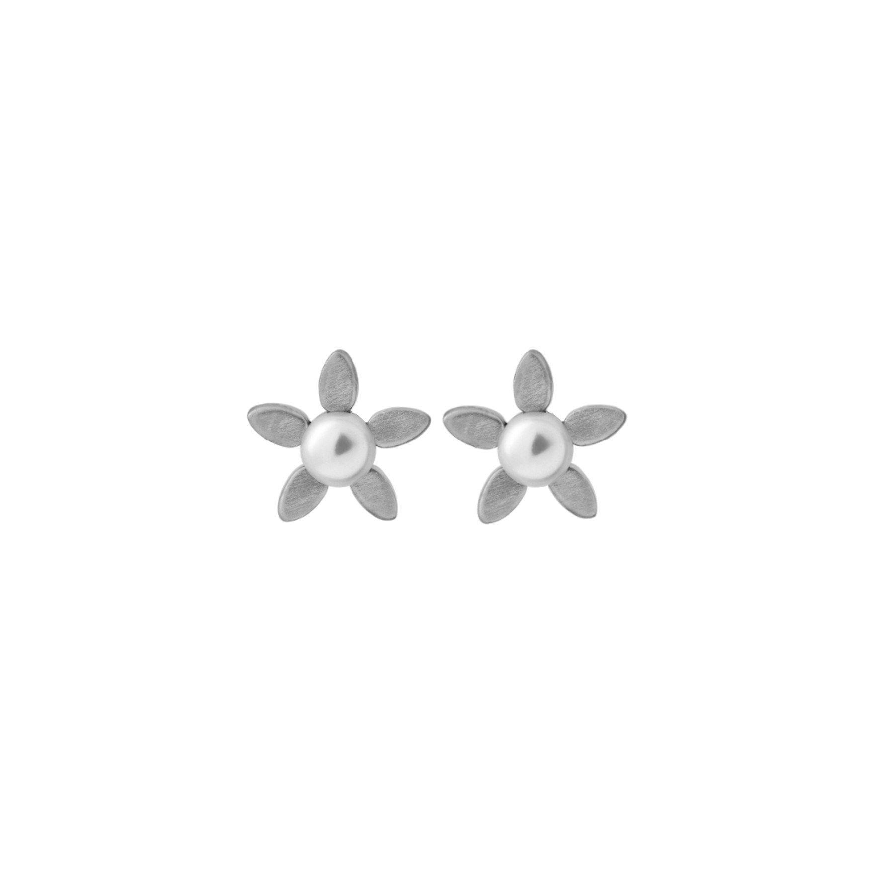 Forget-Me-Not Pearl Studs de byBiehl dans Argent Sterling 925