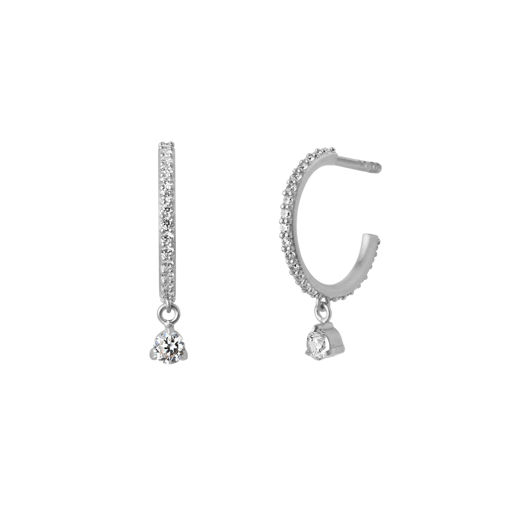 Sparkle Hoops Mini Dangling Stones fra byBiehl i Sølv Sterling 925