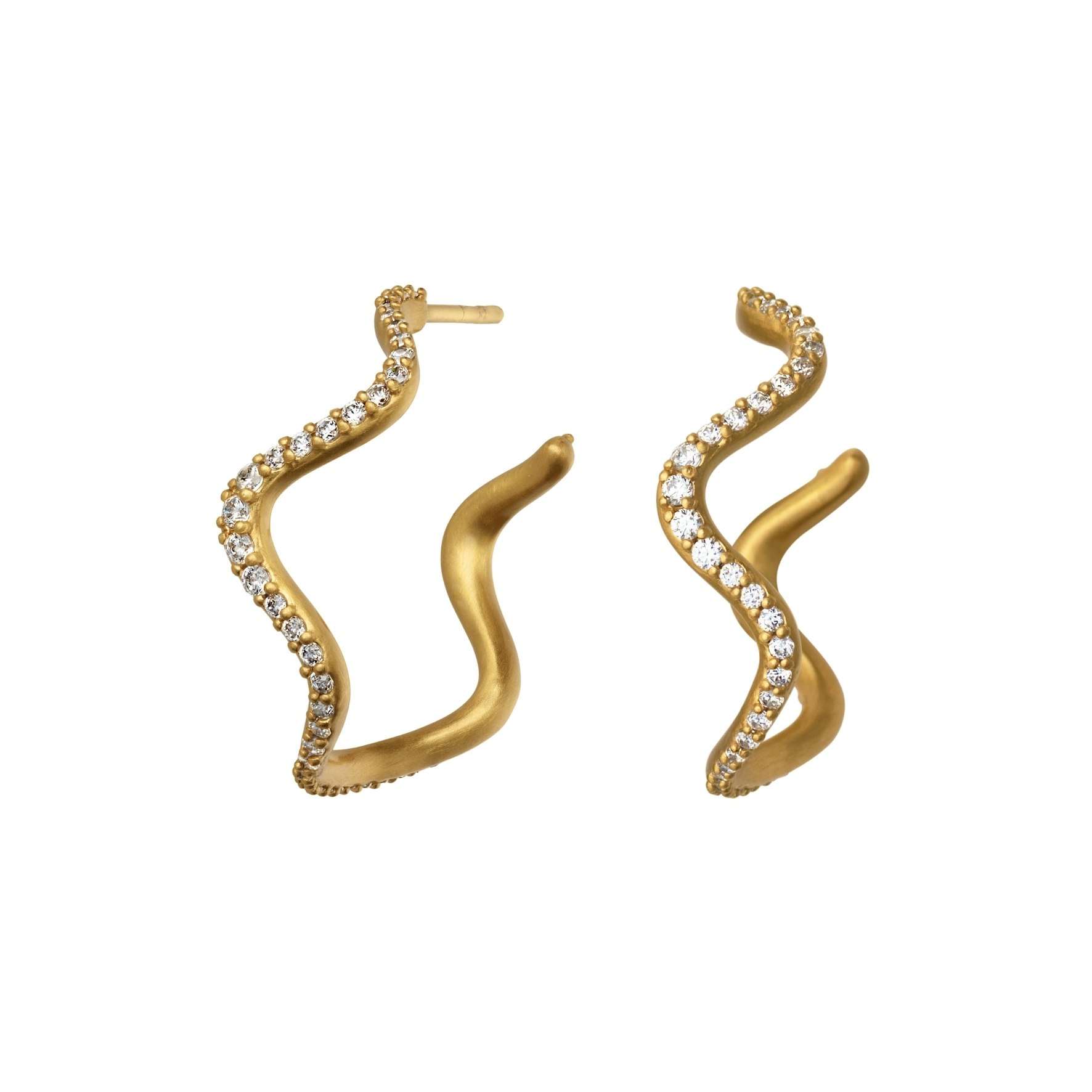 Wave Sparkle Hoops fra byBiehl i Forgyldt-Sølv Sterling 925