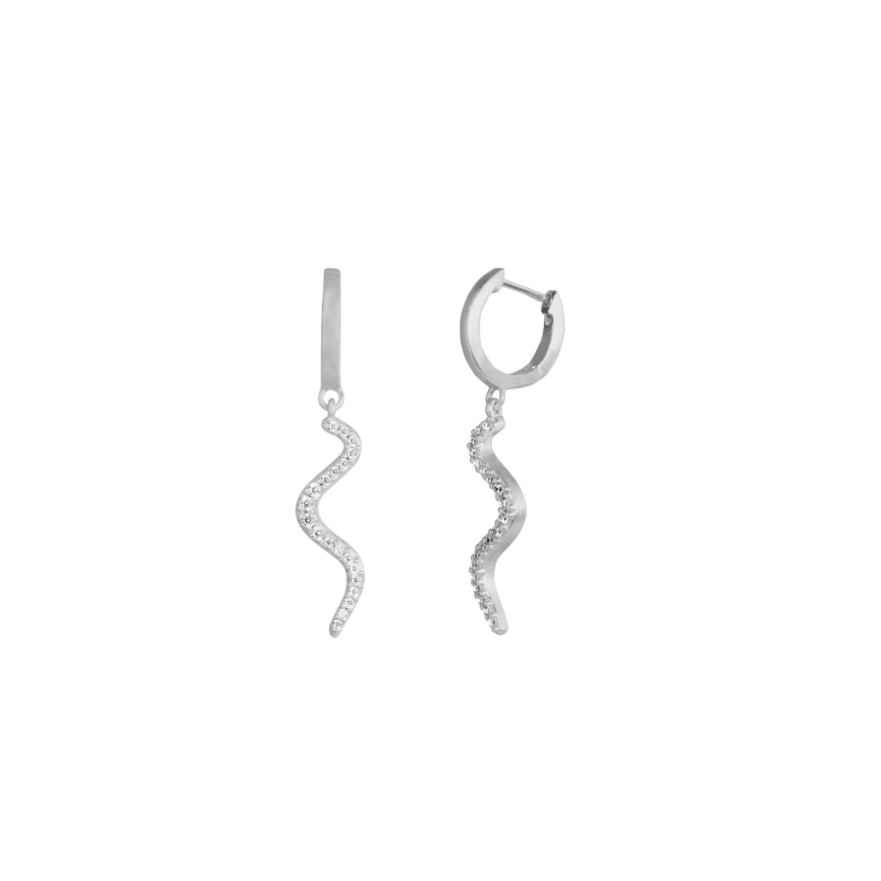Wave Sparkle Hoops Mini fra byBiehl i Sølv Sterling 925
