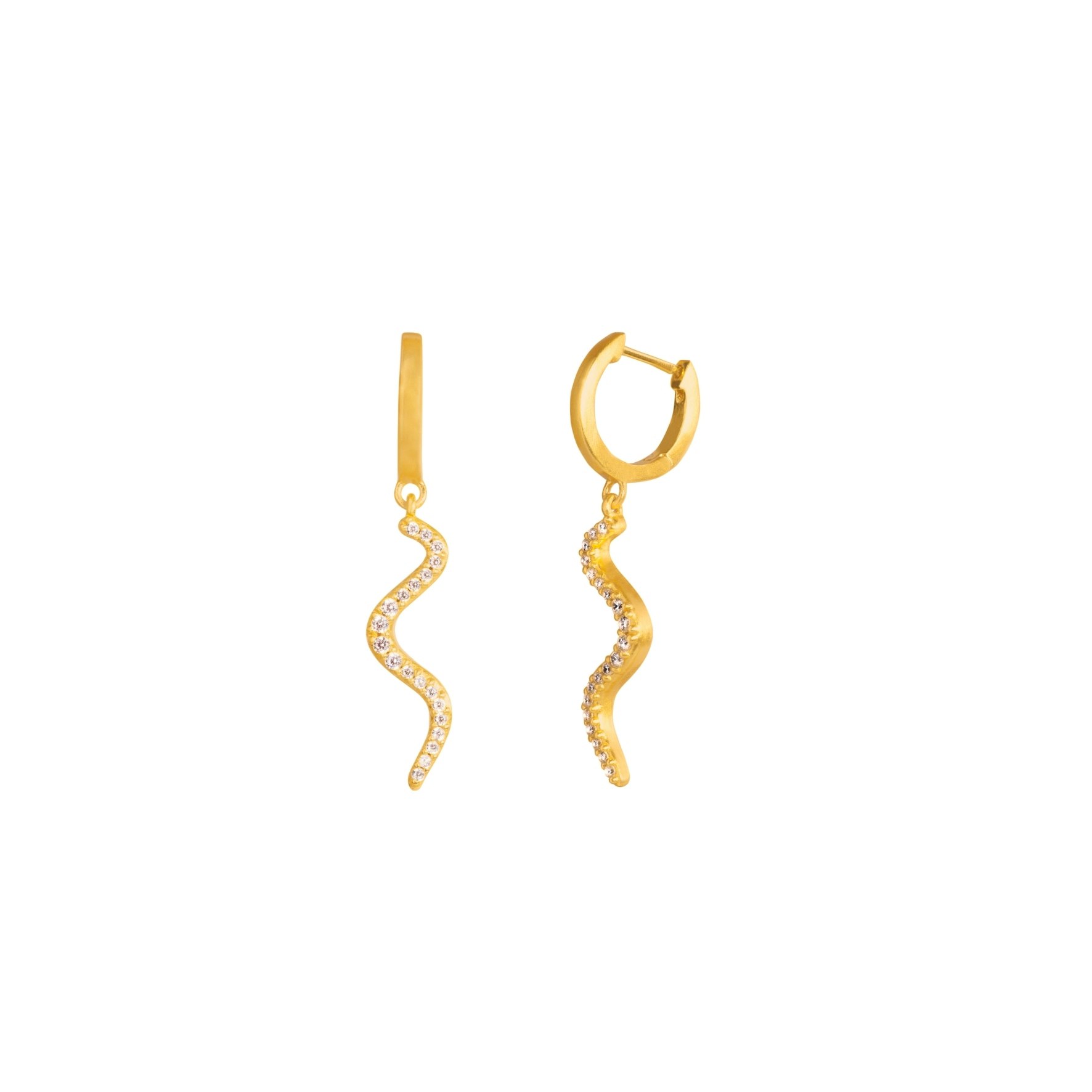 Wave Sparkle Hoops Mini fra byBiehl i Forgyldt-Sølv Sterling 925