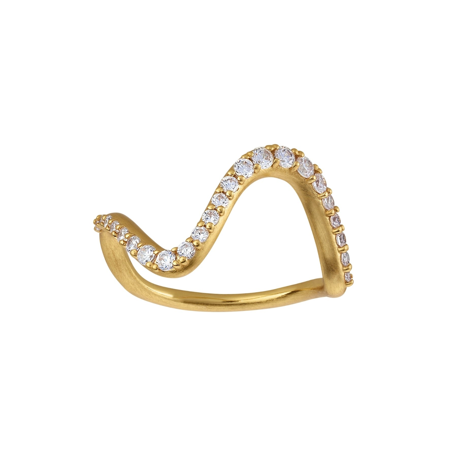 Wave Sparkle Ring Large fra byBiehl i Forgyldt-Sølv Sterling 925