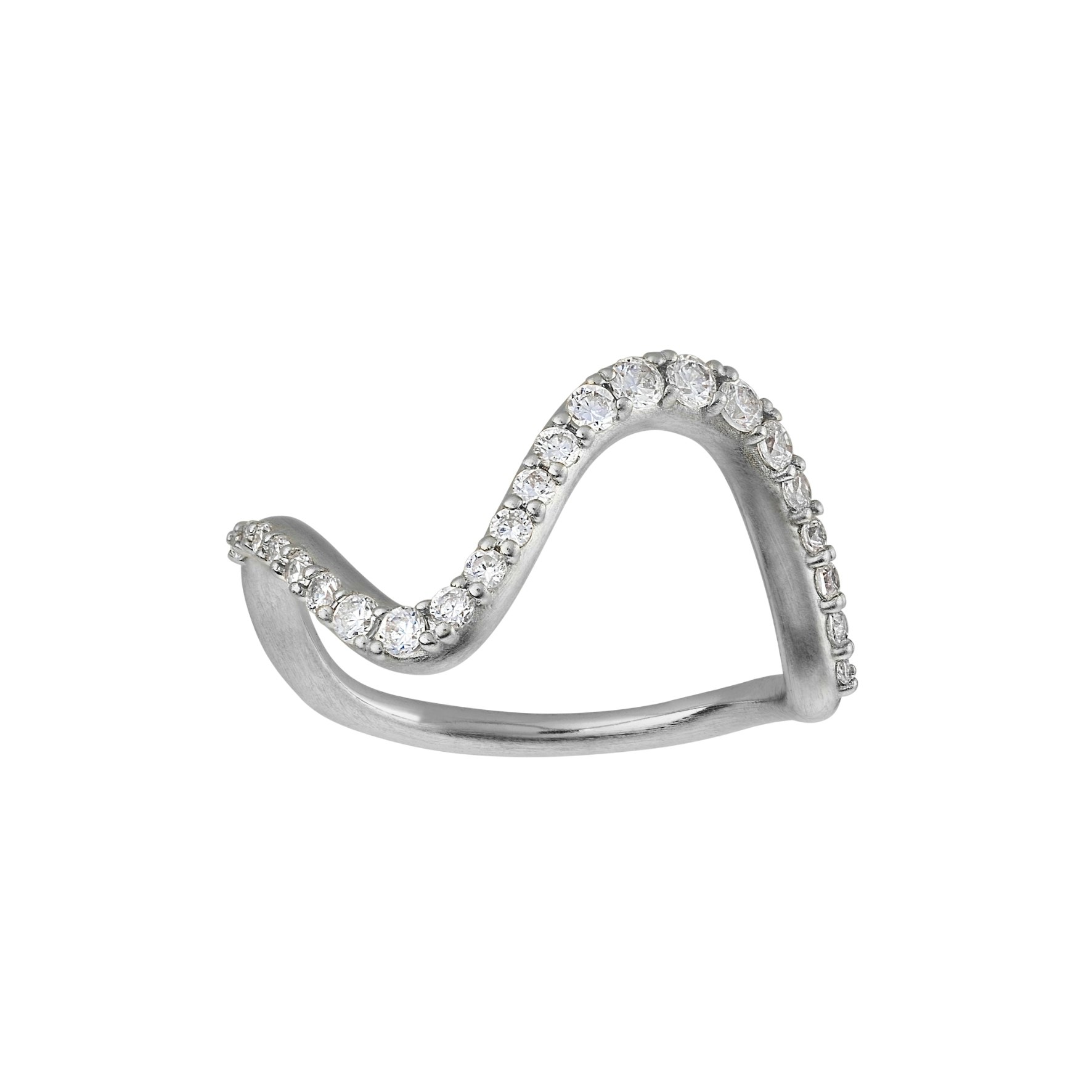 Wave Sparkle Ring Large fra byBiehl i Sølv Sterling 925