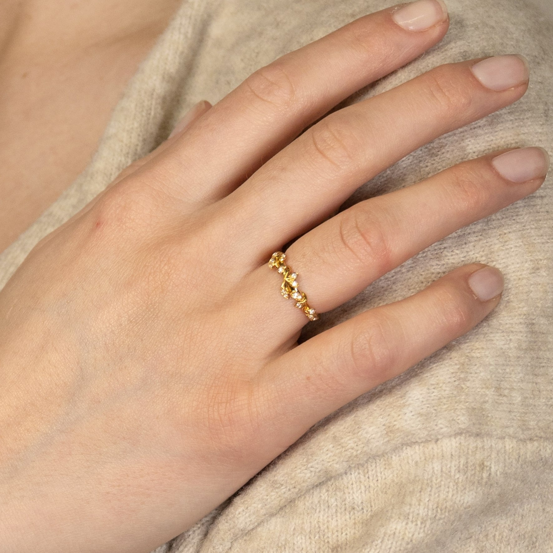 Jungle Ivy Sparkle Ring z byBiehl v Stříbro Sterling 925