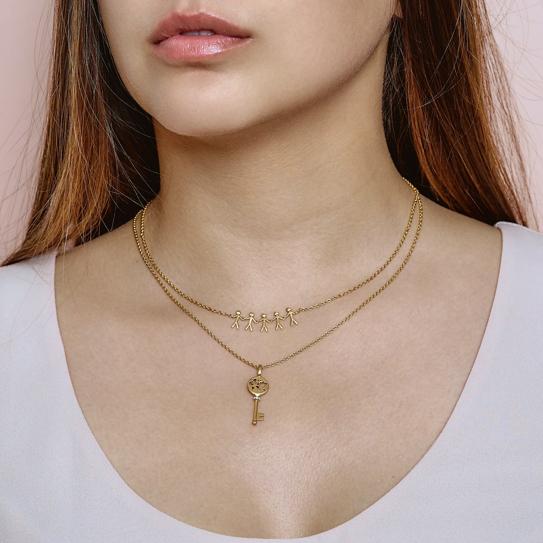 Together Family 5 Necklace fra byBiehl i Forgyldt-Sølv Sterling 925