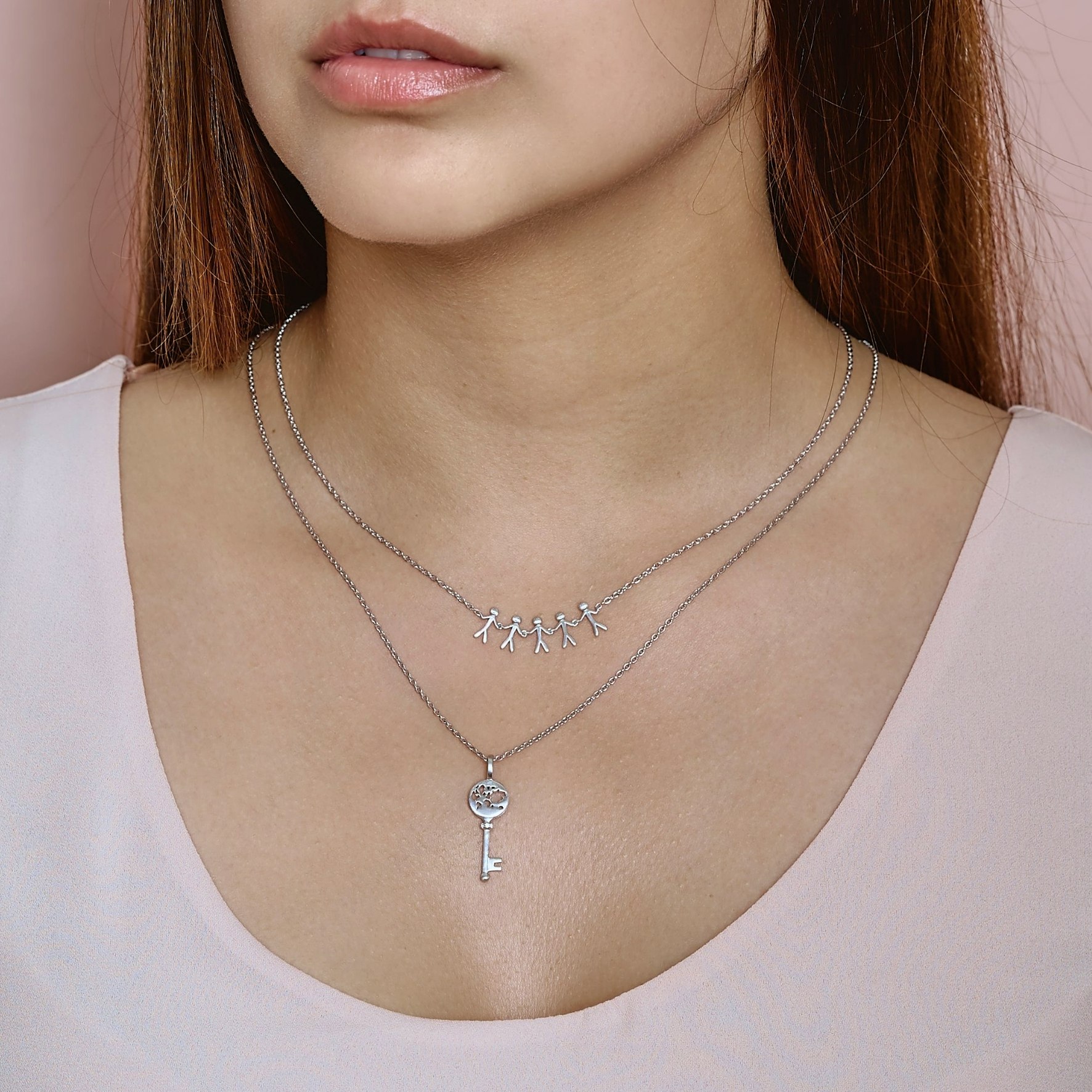 Together Family 5 Necklace fra byBiehl i Forgyldt-Sølv Sterling 925