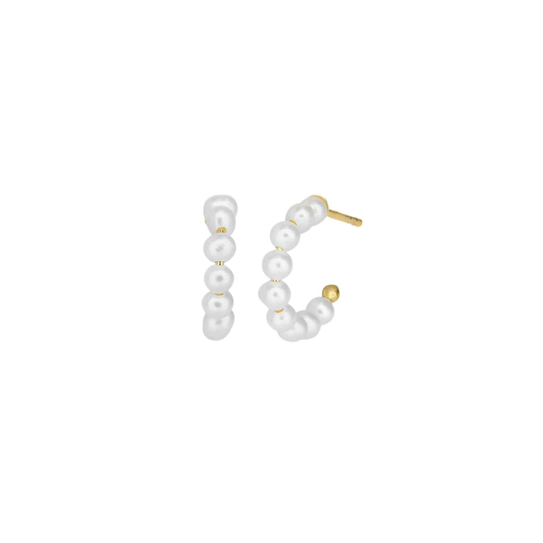 Pearl Hoops Mini fra byBiehl i Forgyldt-Sølv Sterling 925