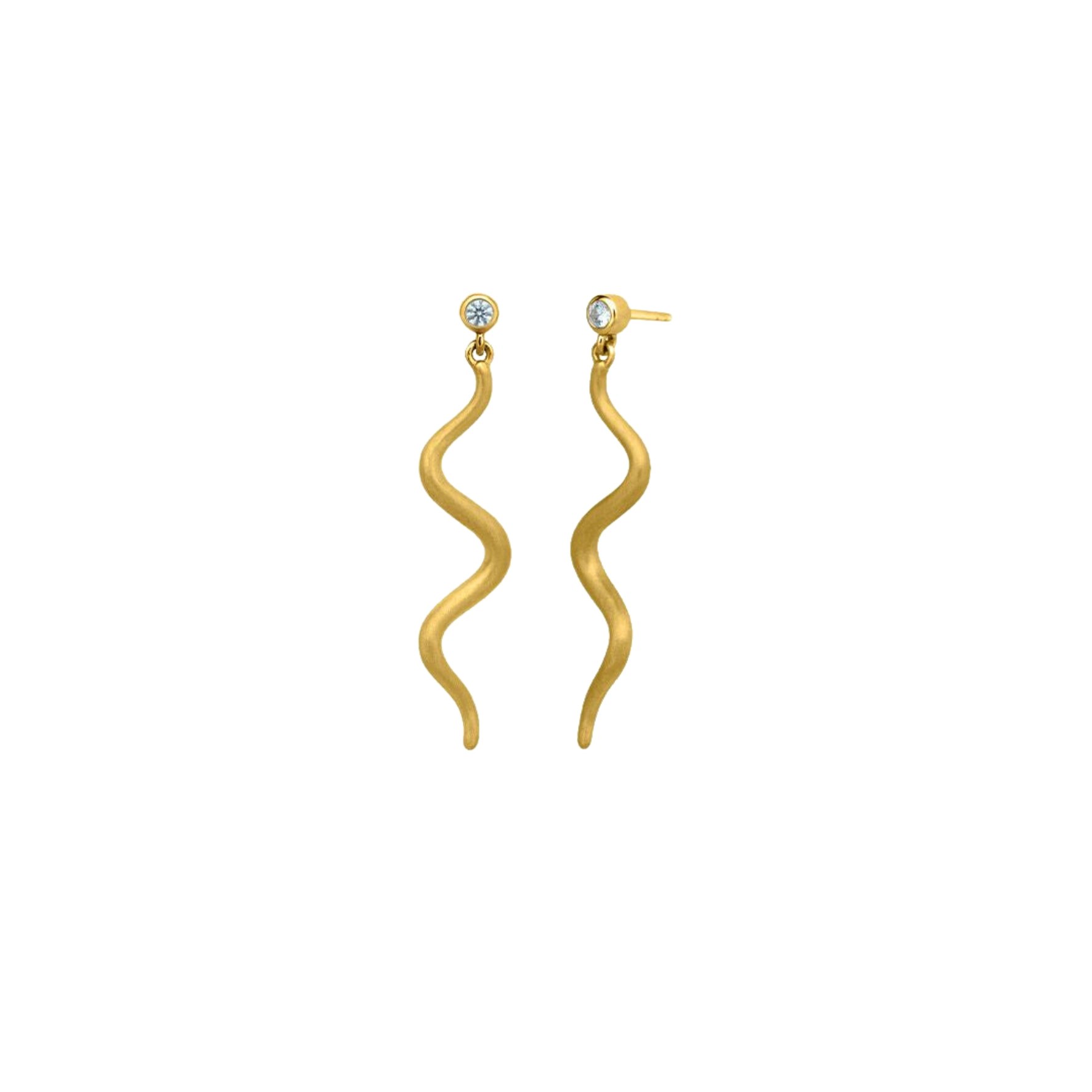 Wave Earrings Mini fra byBiehl i Forgyldt-Sølv Sterling 925