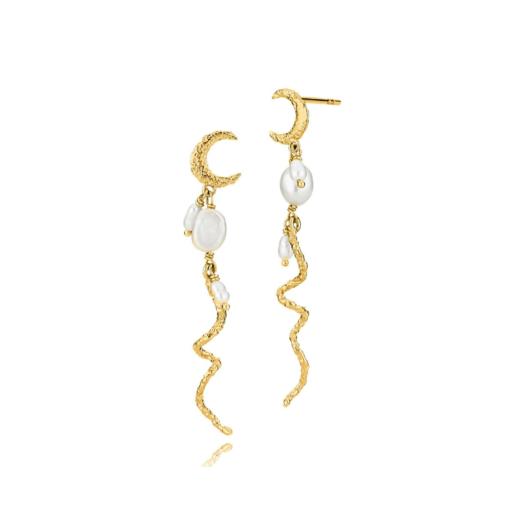 Rosa Pearl Earrings Long fra Sistie i Forgylt-Sølv Sterling 925