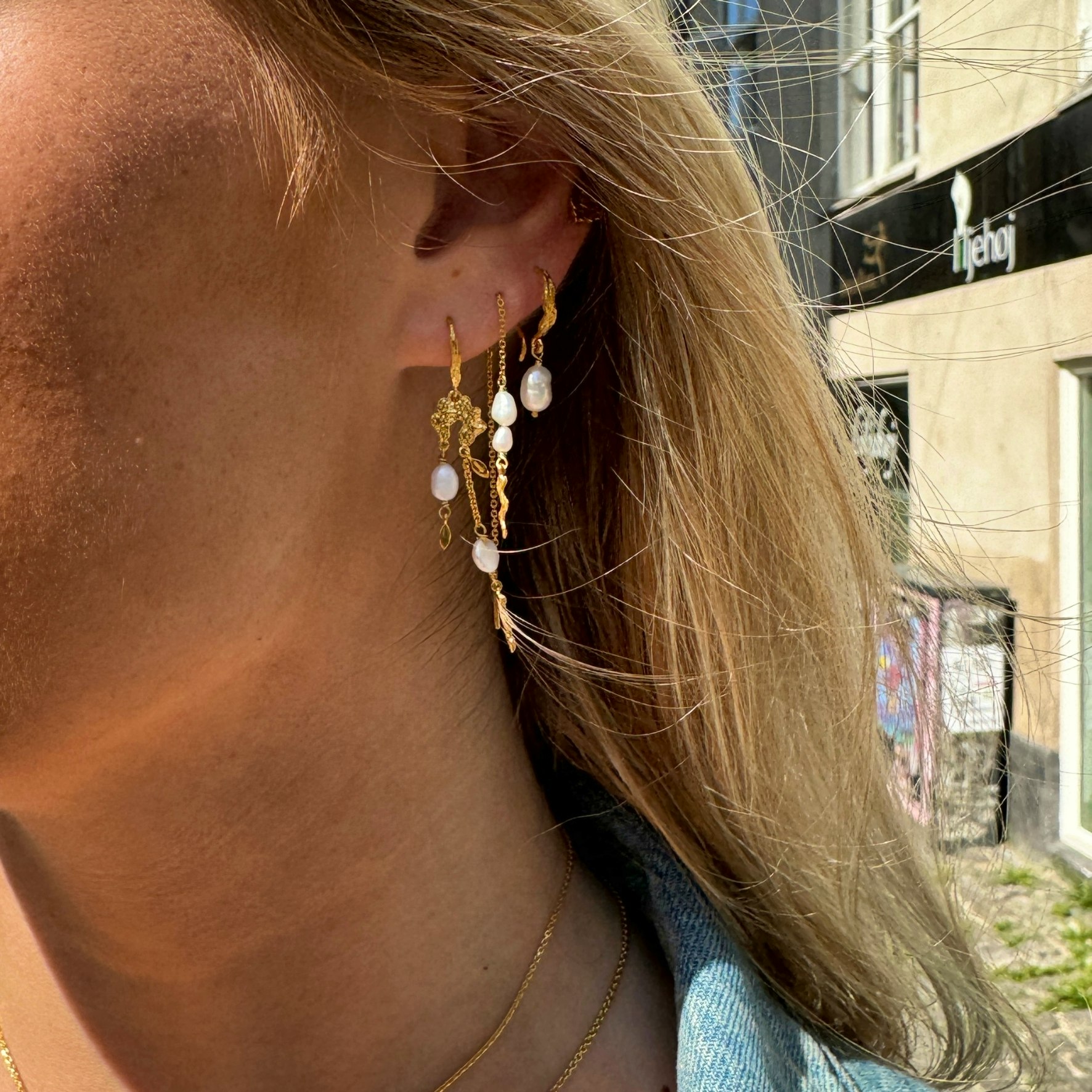 Rosa Earchains fra Sistie i Sølv Sterling 925