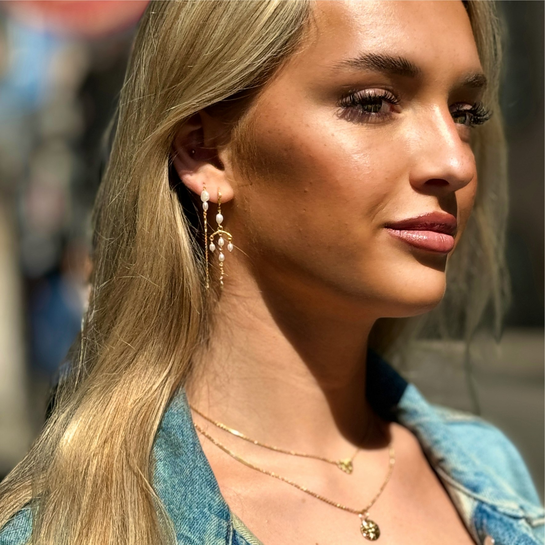 Rosa Earchains fra Sistie i Sølv Sterling 925