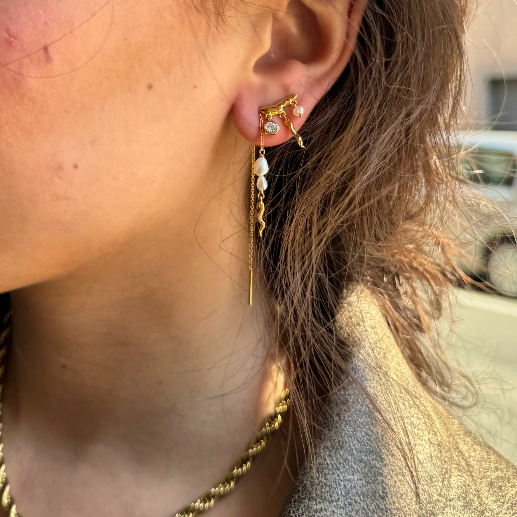 Rosa Studs With Zirkon fra Sistie i Forgylt-Sølv Sterling 925
