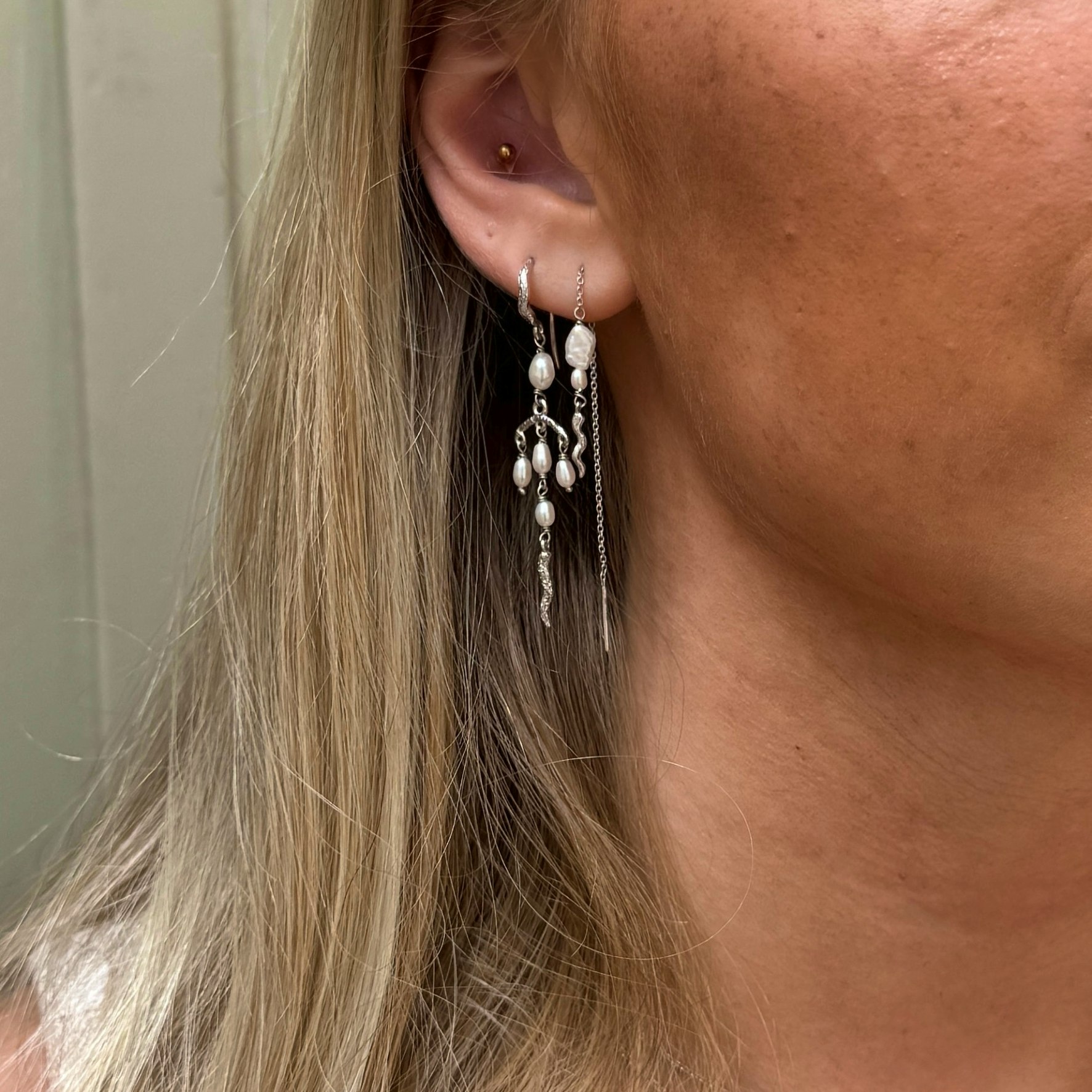 Rosa Earchains fra Sistie i Sølv Sterling 925