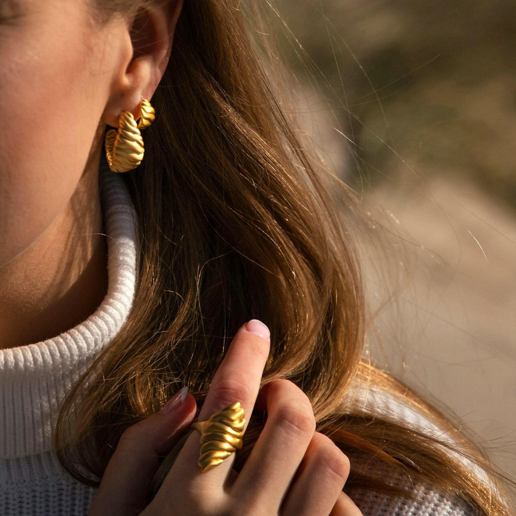 Dunes Hoops Small from byBiehl in Goldplated Silver Sterling 925