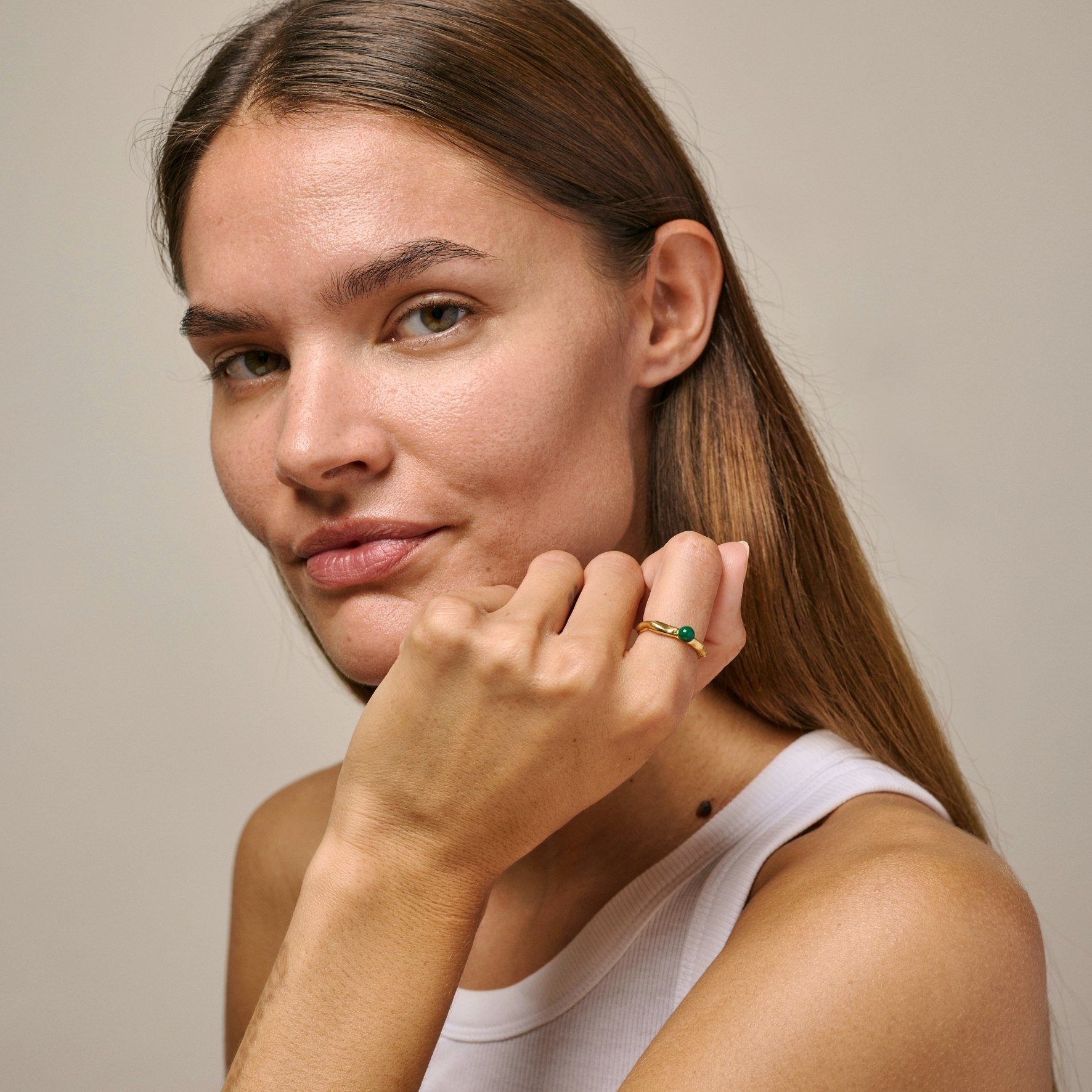 Ariel Petrol Green Ring von Enamel Copenhagen in Vergoldet-Silber Sterling 925